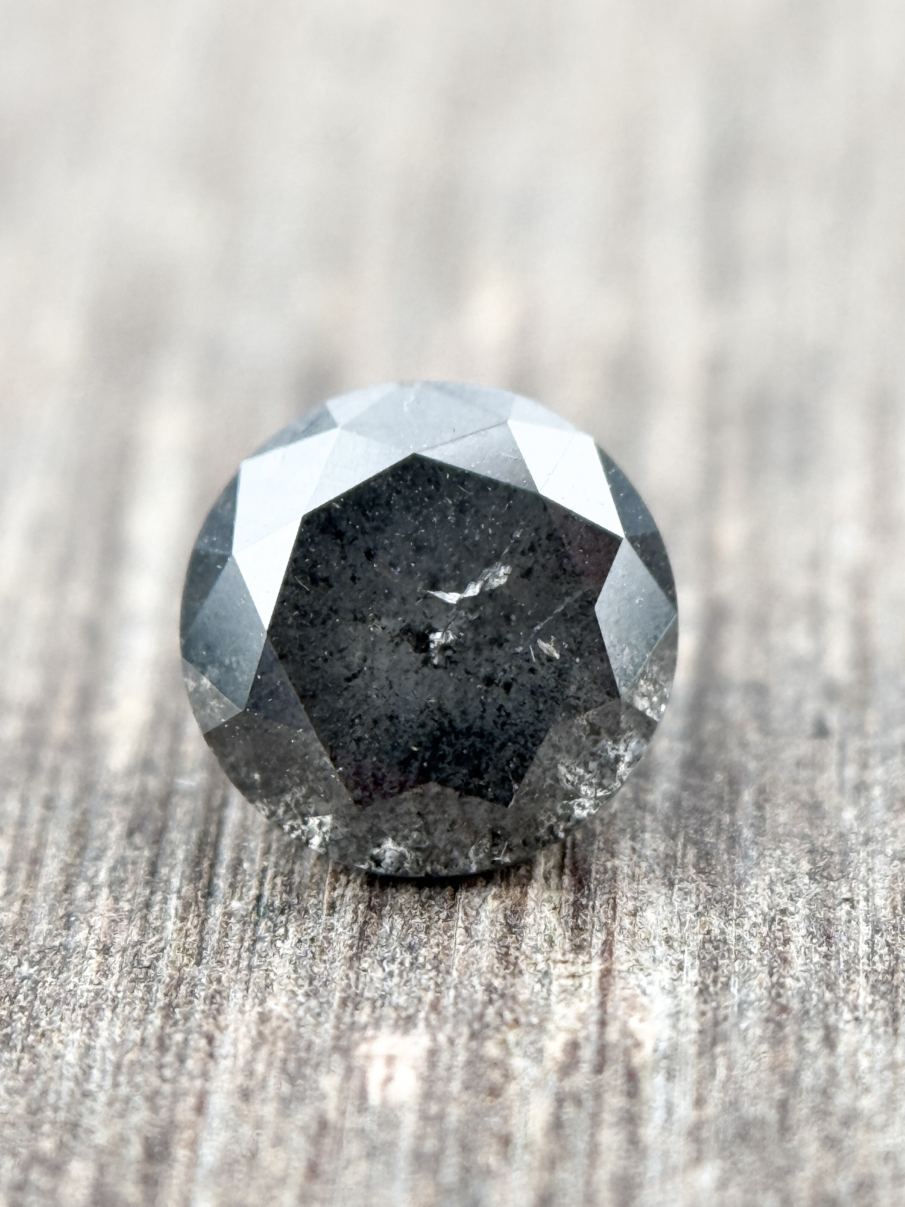 1.03 Ct Round Brilliant Cut Grey Natural Galaxy Diamond