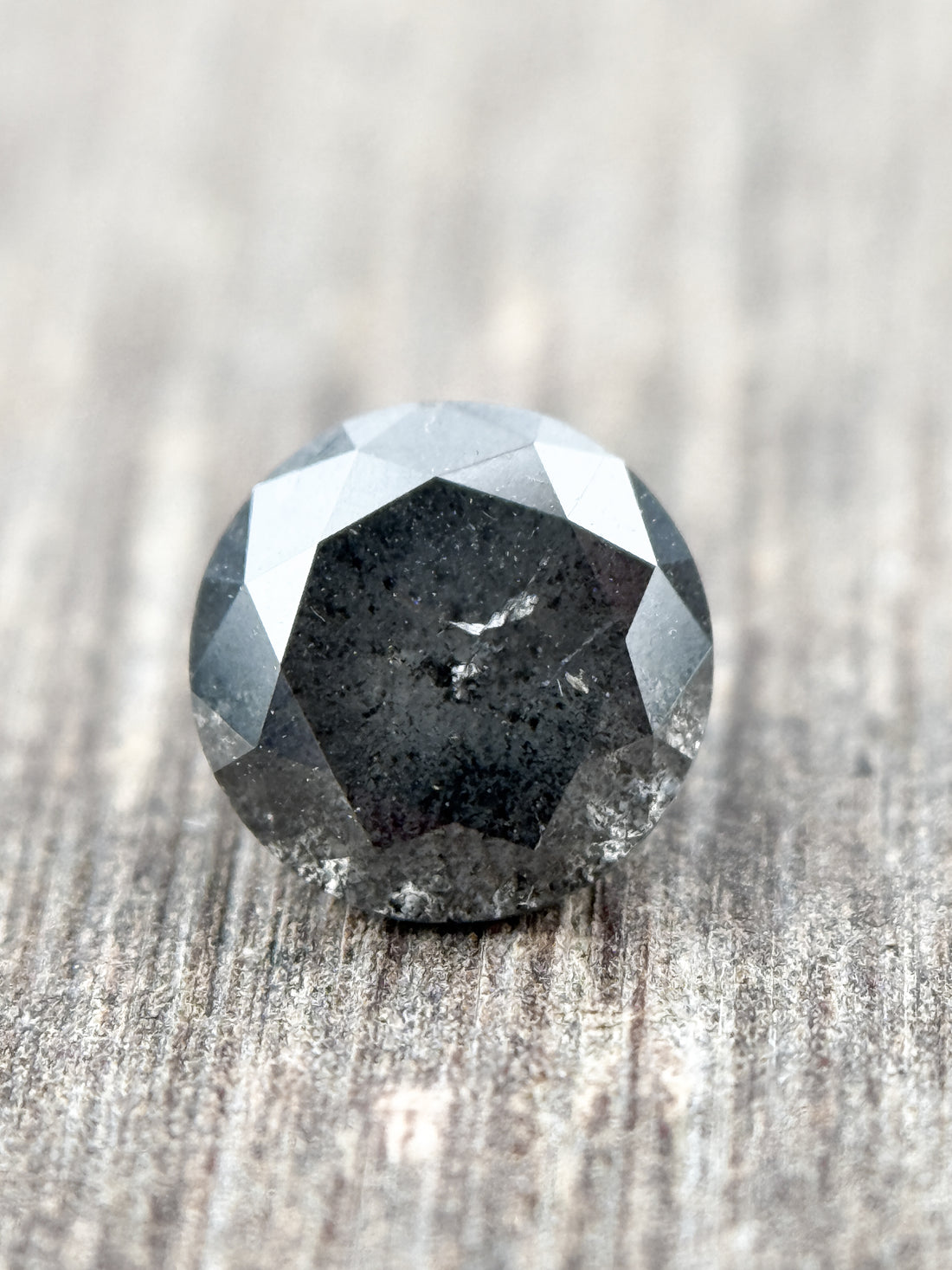 1.03 Ct Round Brilliant Cut Grey Natural Galaxy Diamond