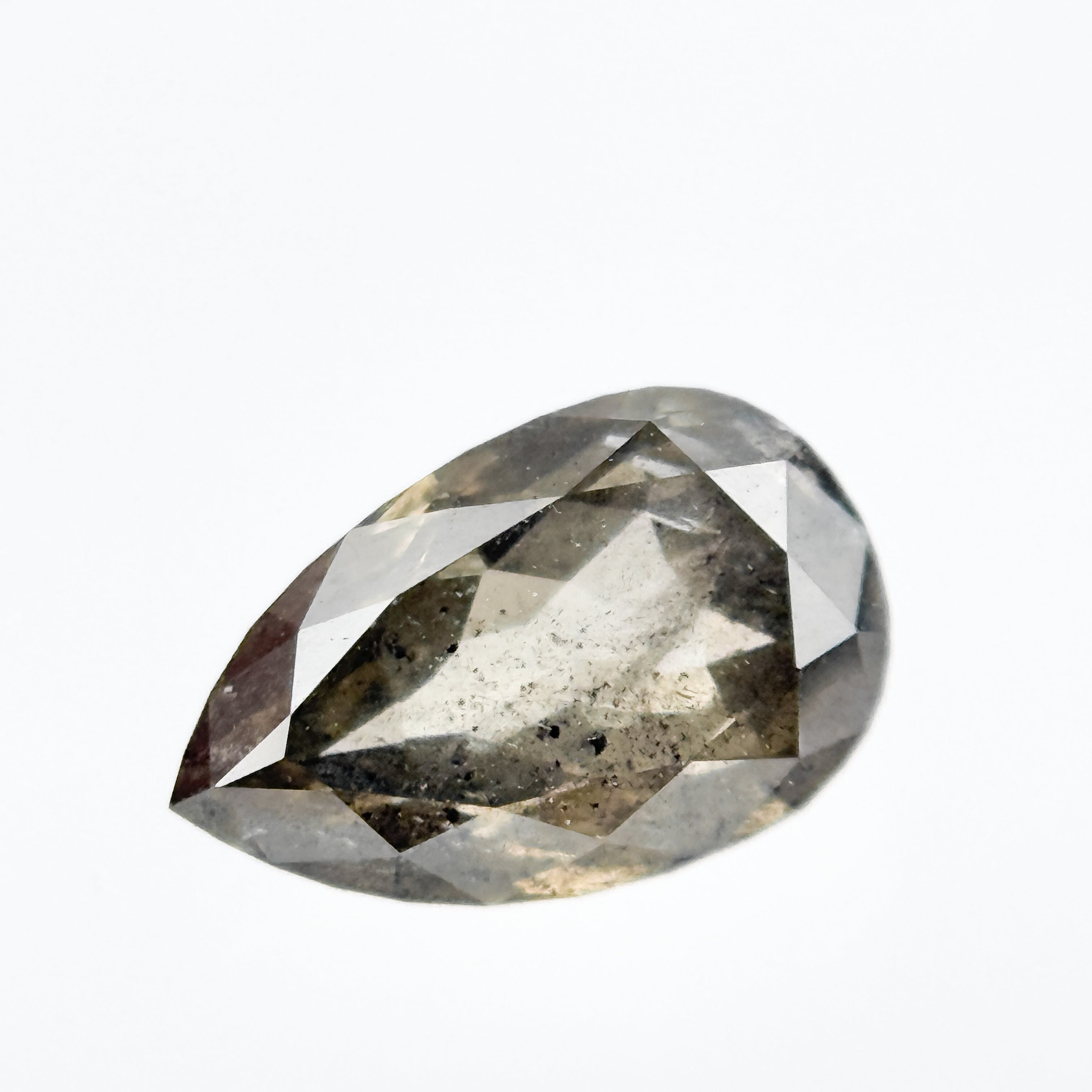 0.82 Ct Pear Rose Cut Grey Natural Salt and Pepper Diamond
