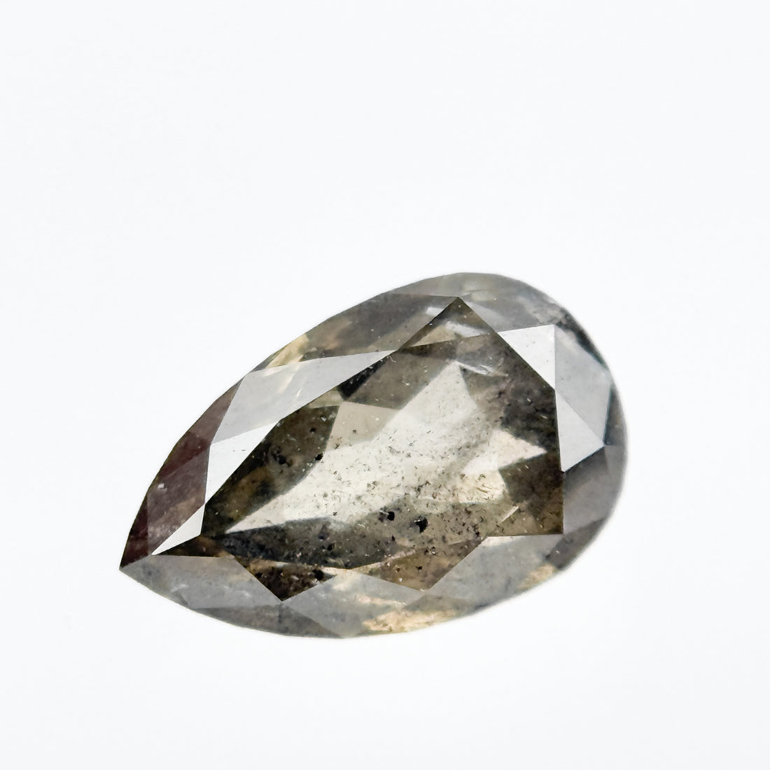 0.82 Ct Pear Rose Cut Grey Natural Salt and Pepper Diamond