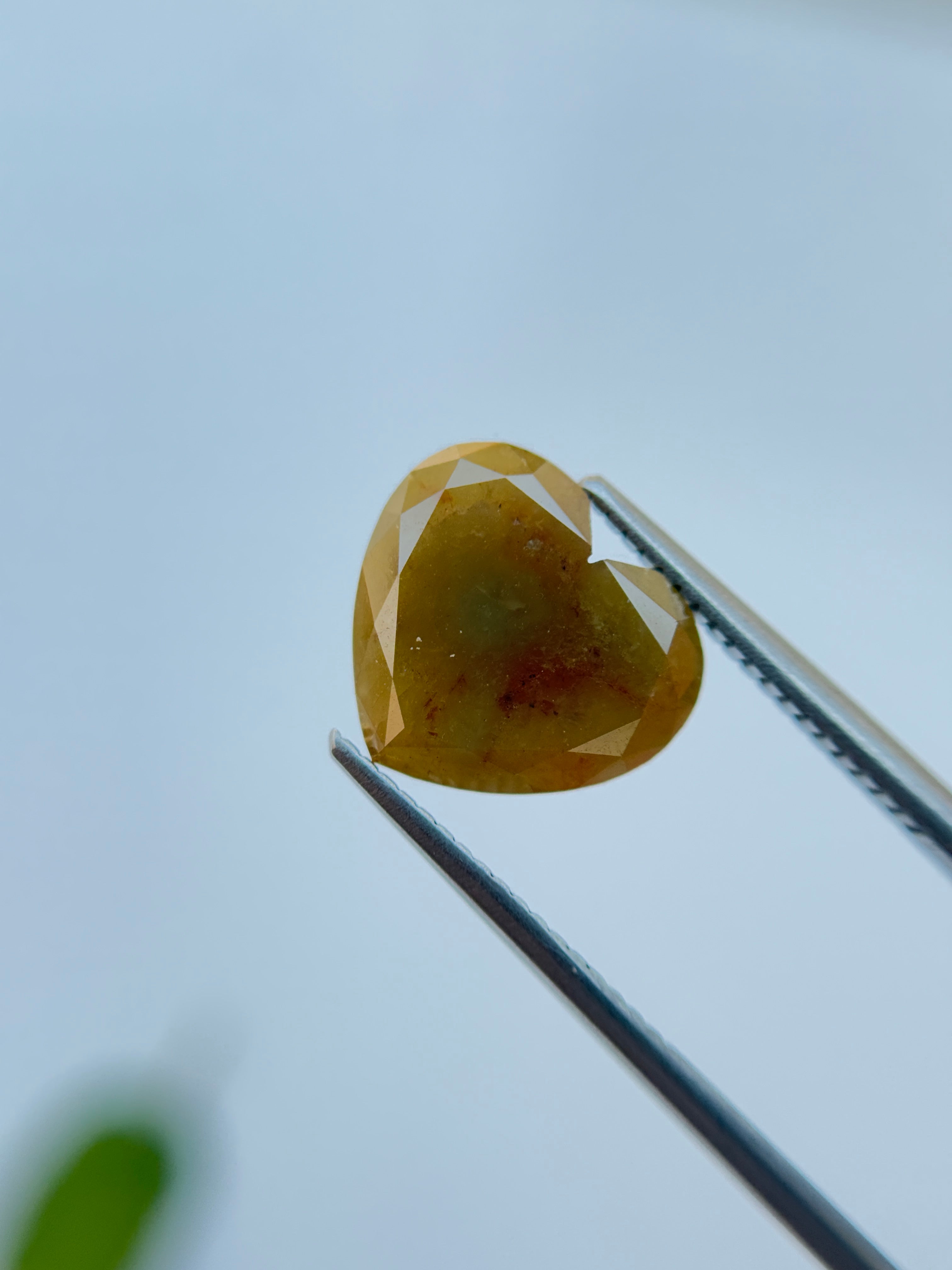 5.29 Ct Heart Rose Cut Yellow Natural Salt and Pepper Diamond