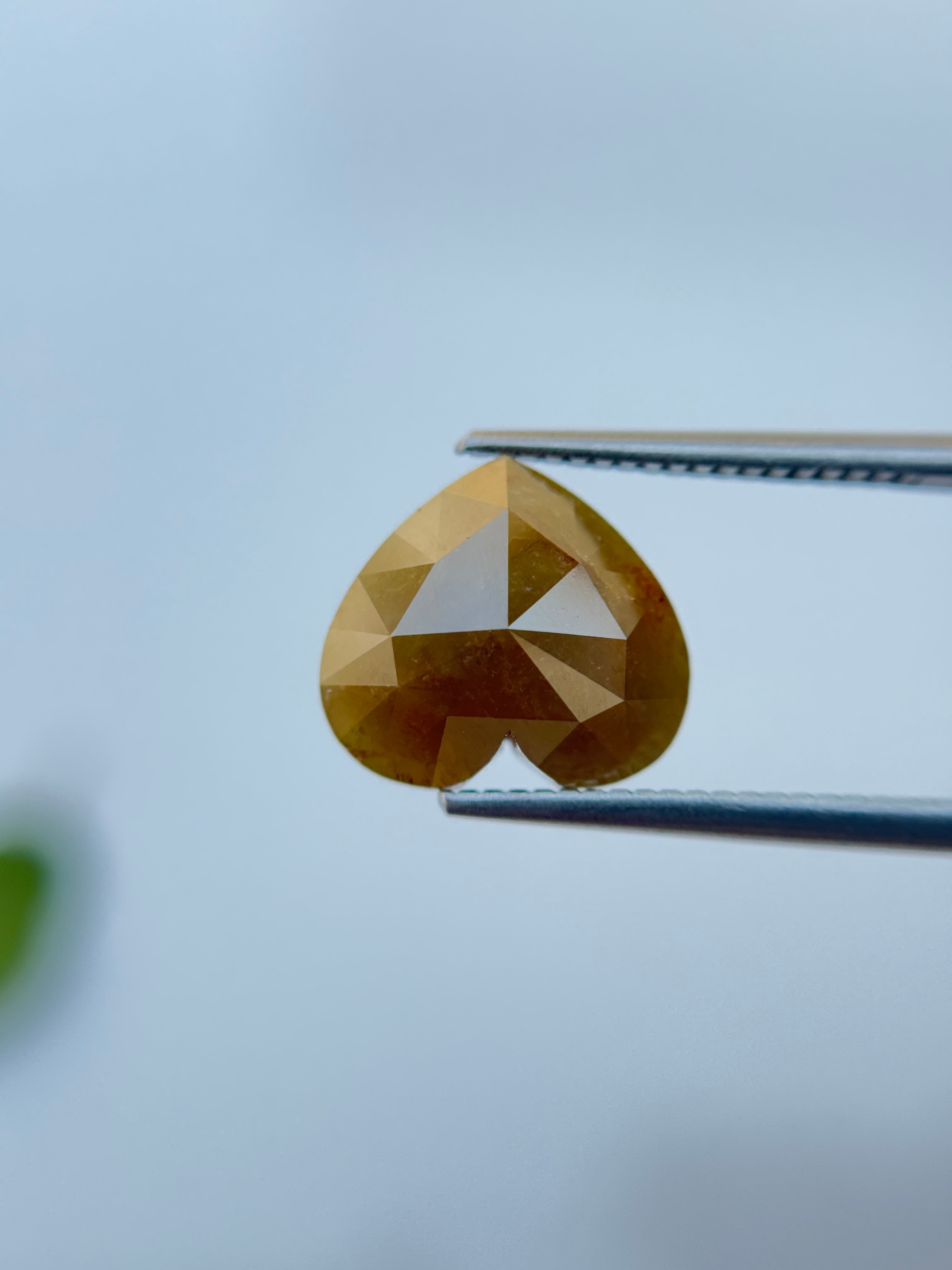 5.29 Ct Heart Rose Cut Yellow Natural Salt and Pepper Diamond