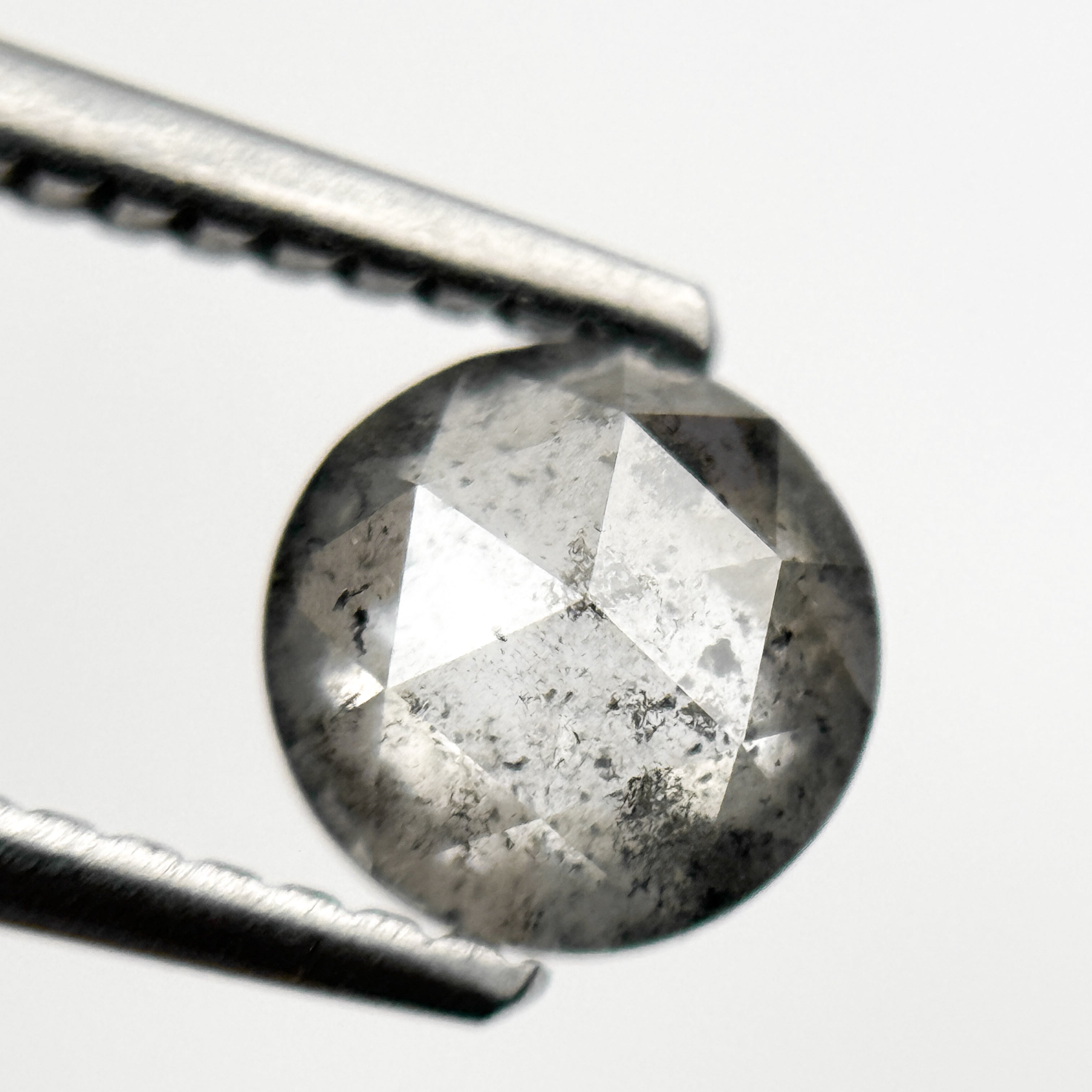 0.86 Ct Round Rose Cut Grey Natural Minimalist Salt and Pepper Diamond