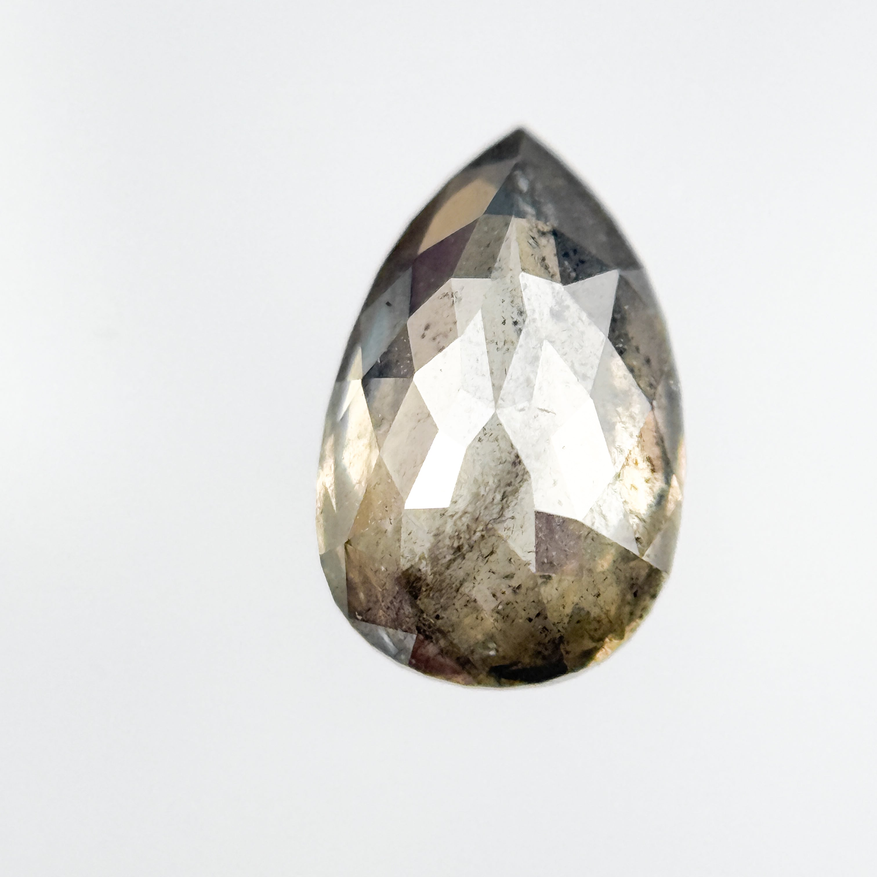 0.82 Ct Pear Rose Cut Grey Natural Salt and Pepper Diamond