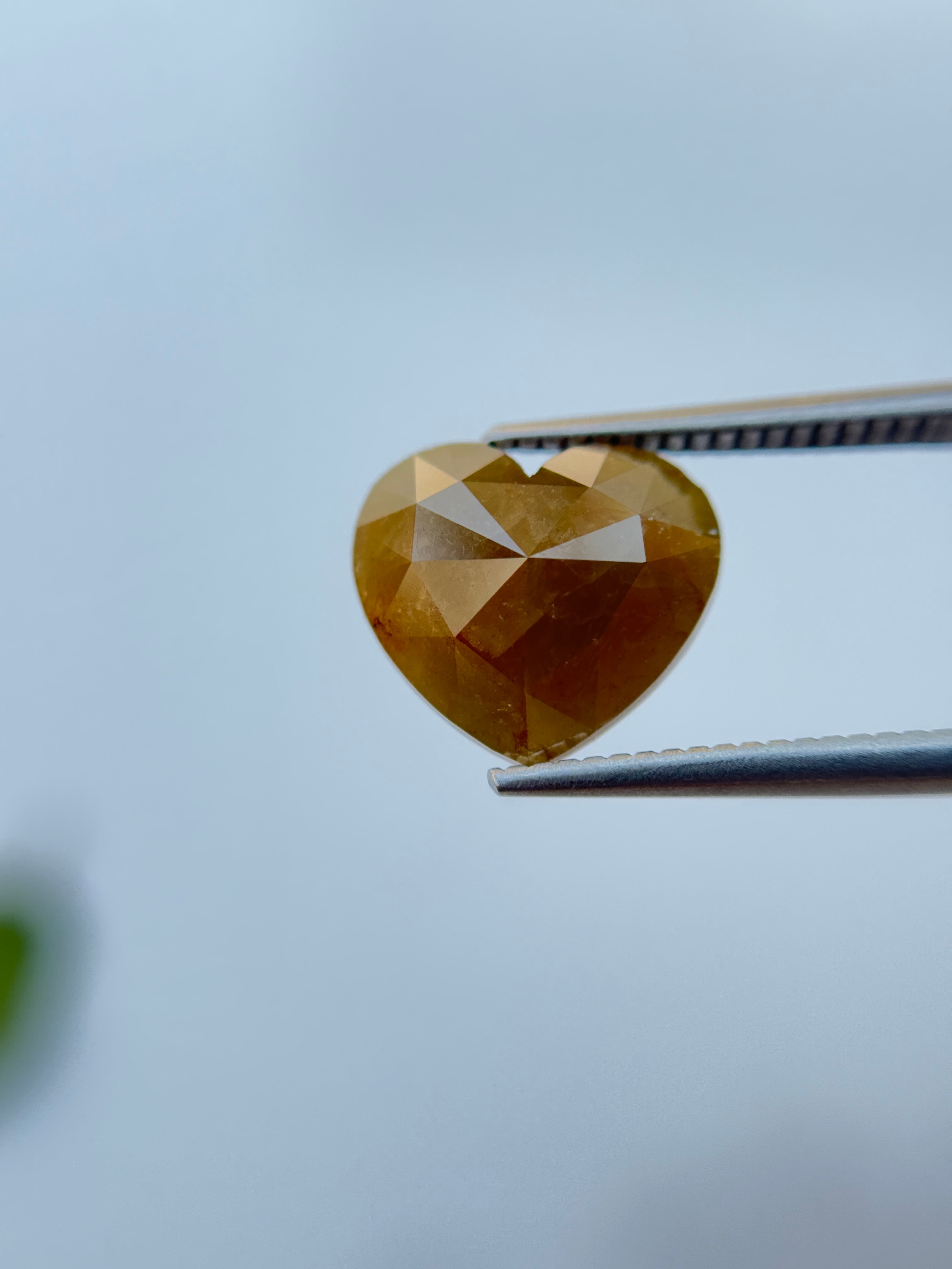 5.29 Ct Heart Rose Cut Yellow Natural Salt and Pepper Diamond