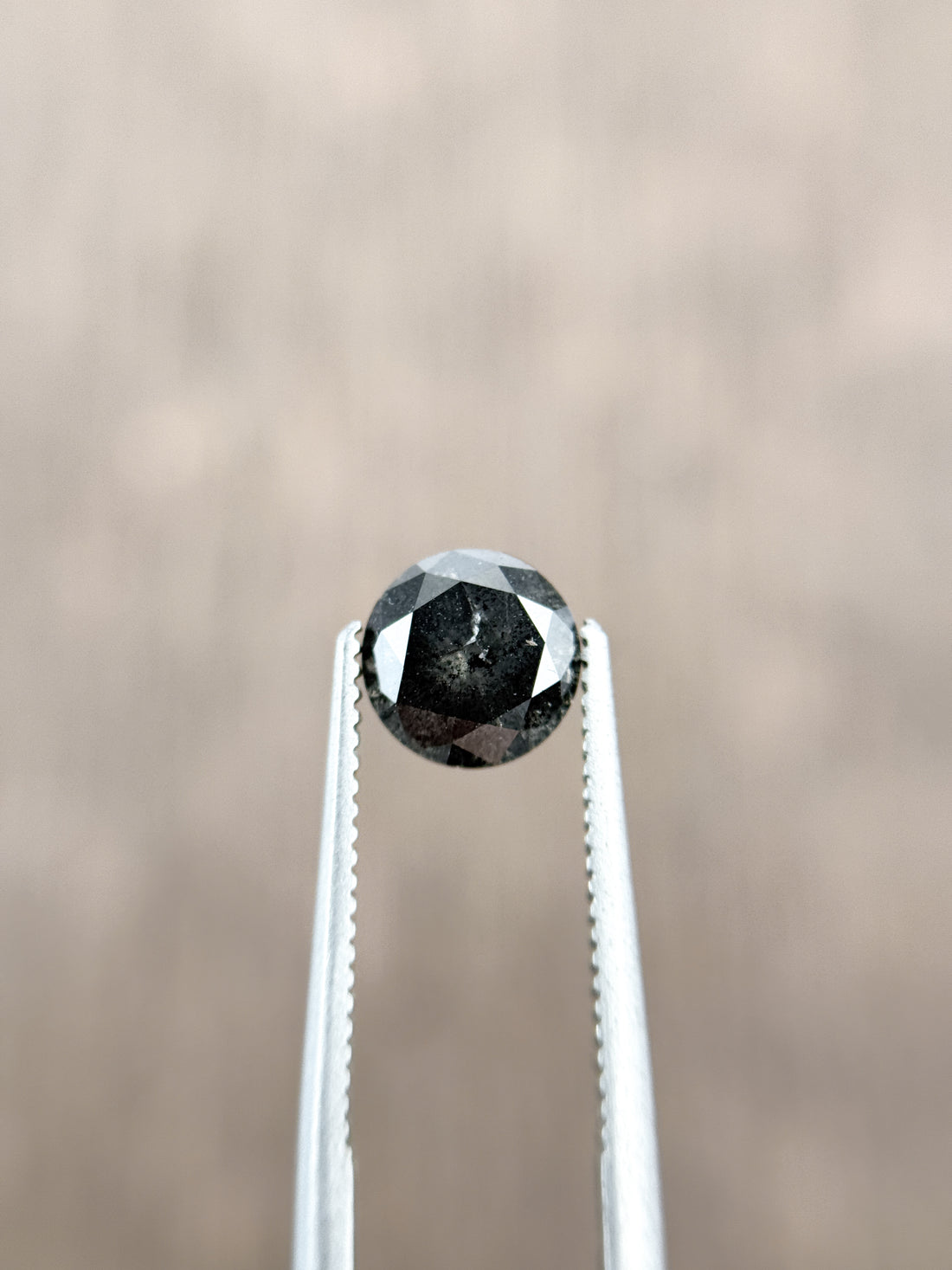 1.03 Ct Round Brilliant Cut Grey Natural Galaxy Diamond
