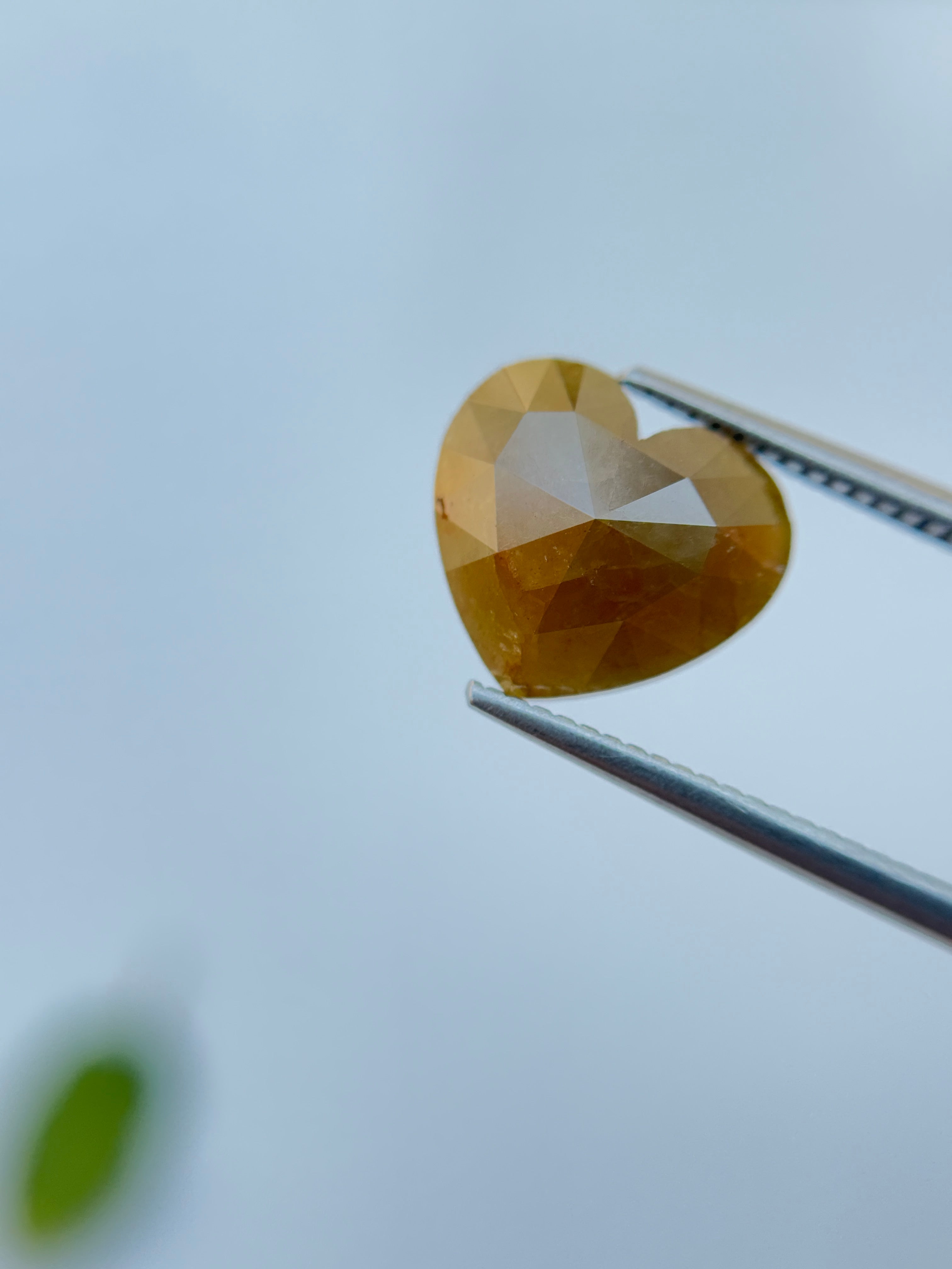 5.29 Ct Heart Rose Cut Yellow Natural Salt and Pepper Diamond
