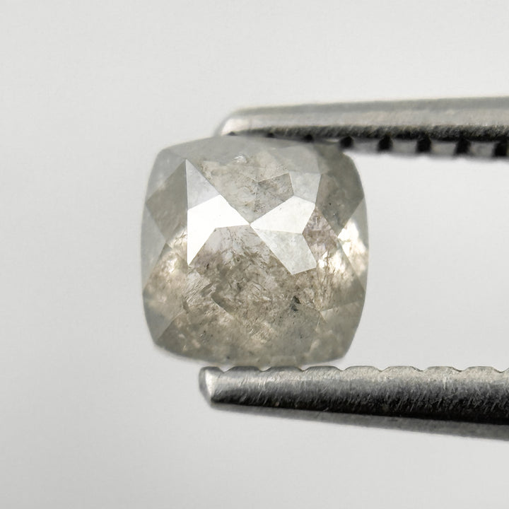 0.65 Ct Cushion Rose Cut Grey Natural Salt and Pepper Diamond