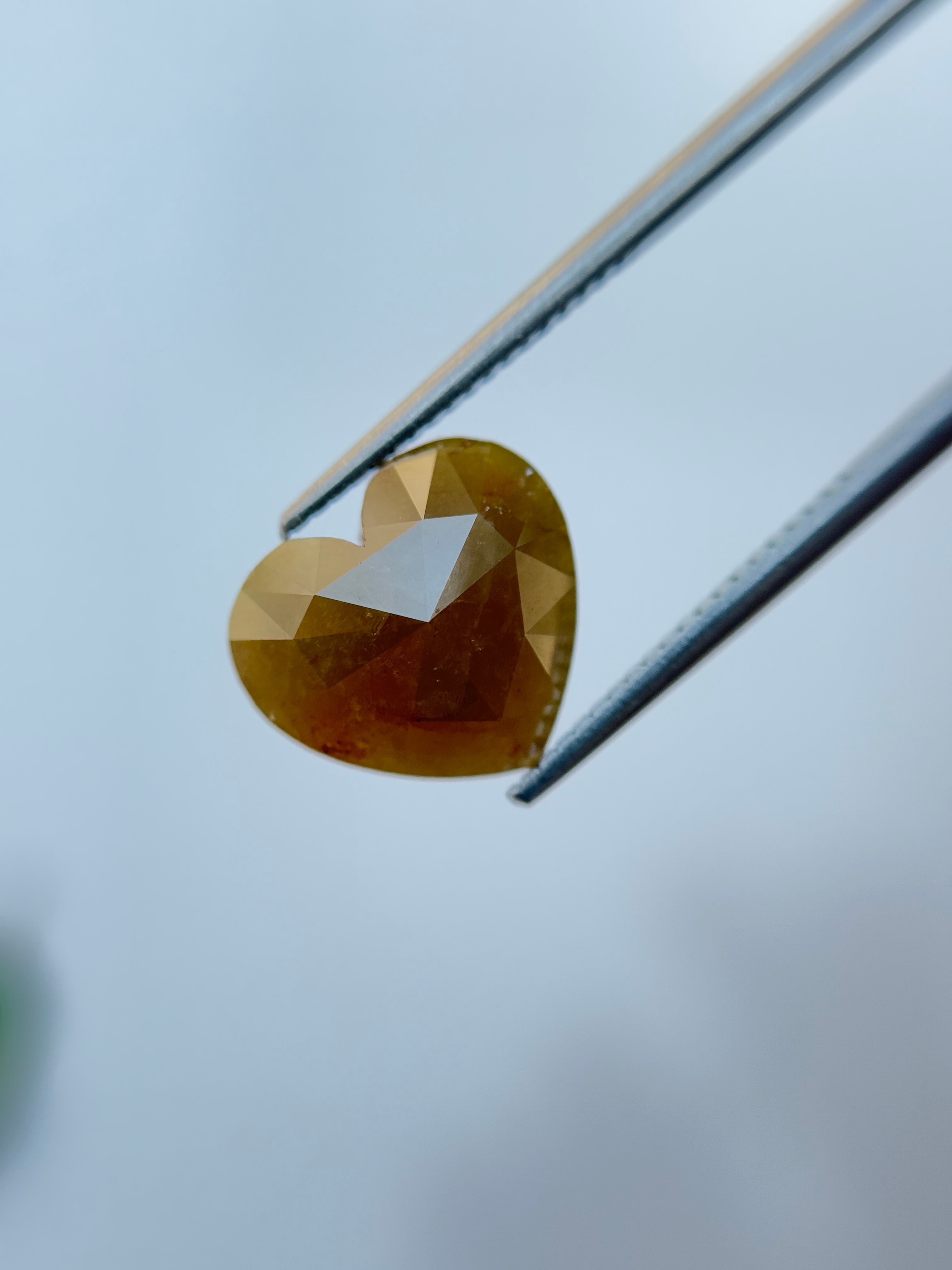 5.29 Ct Heart Rose Cut Yellow Natural Salt and Pepper Diamond