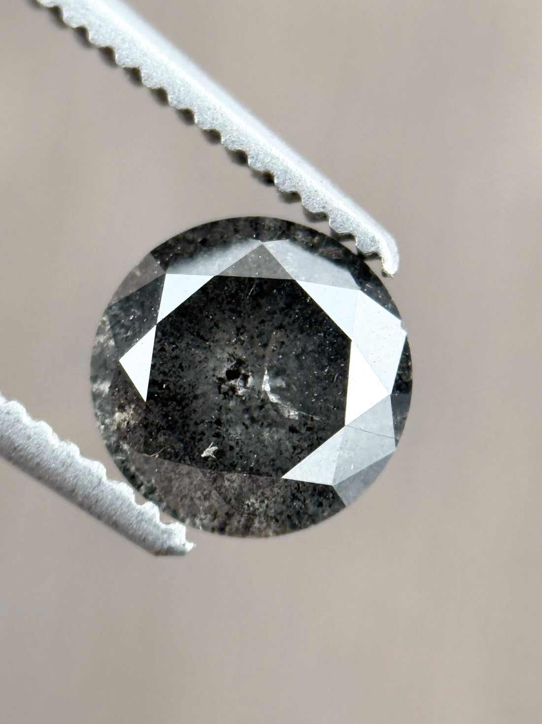 1.03 Ct Round Brilliant Cut Grey Natural Galaxy Diamond