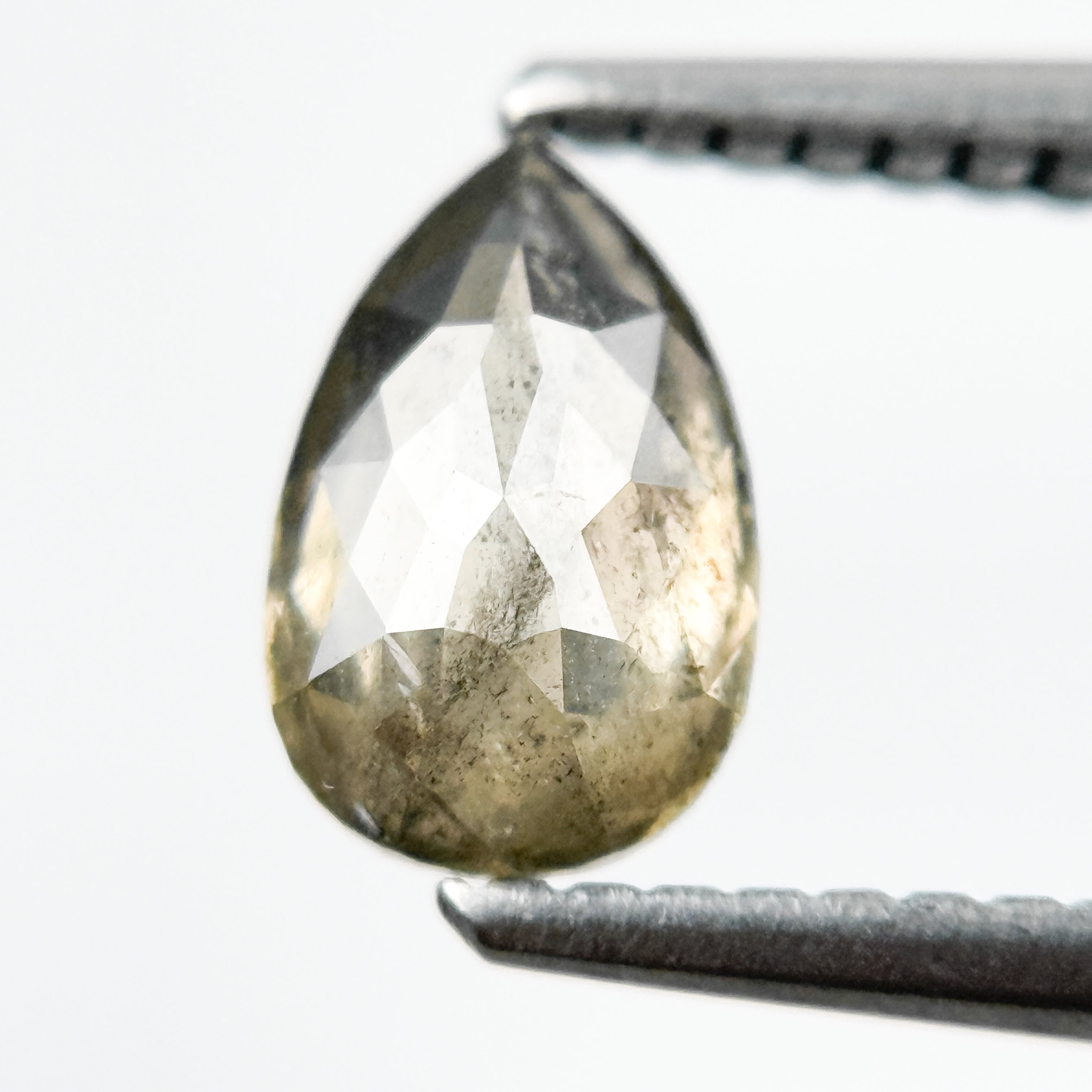 0.82 Ct Pear Rose Cut Grey Natural Salt and Pepper Diamond