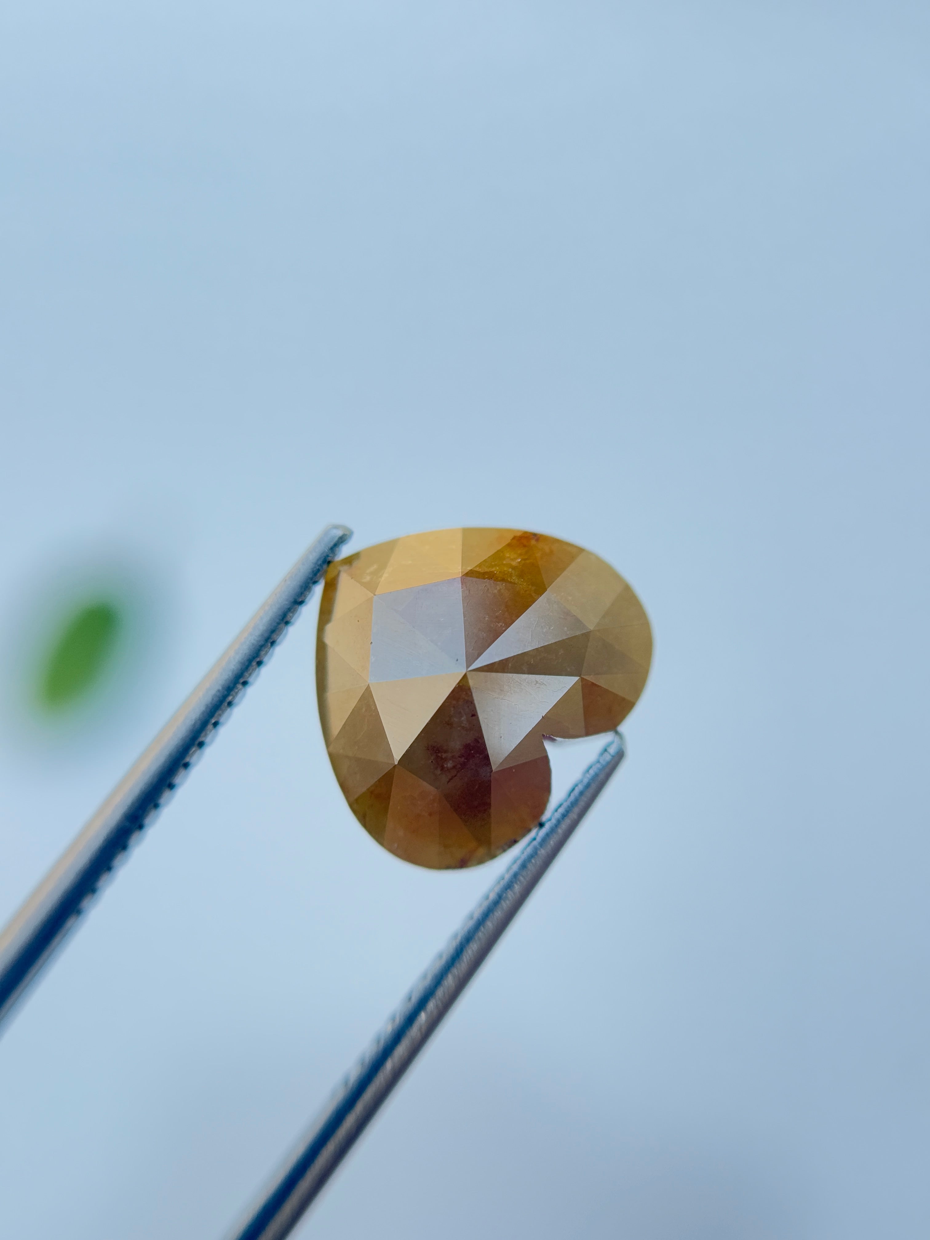 5.29 Ct Heart Rose Cut Yellow Natural Salt and Pepper Diamond