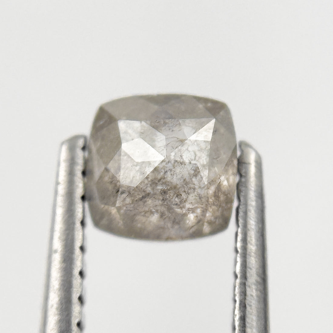 0.65 Ct Cushion Rose Cut Grey Natural Salt and Pepper Diamond