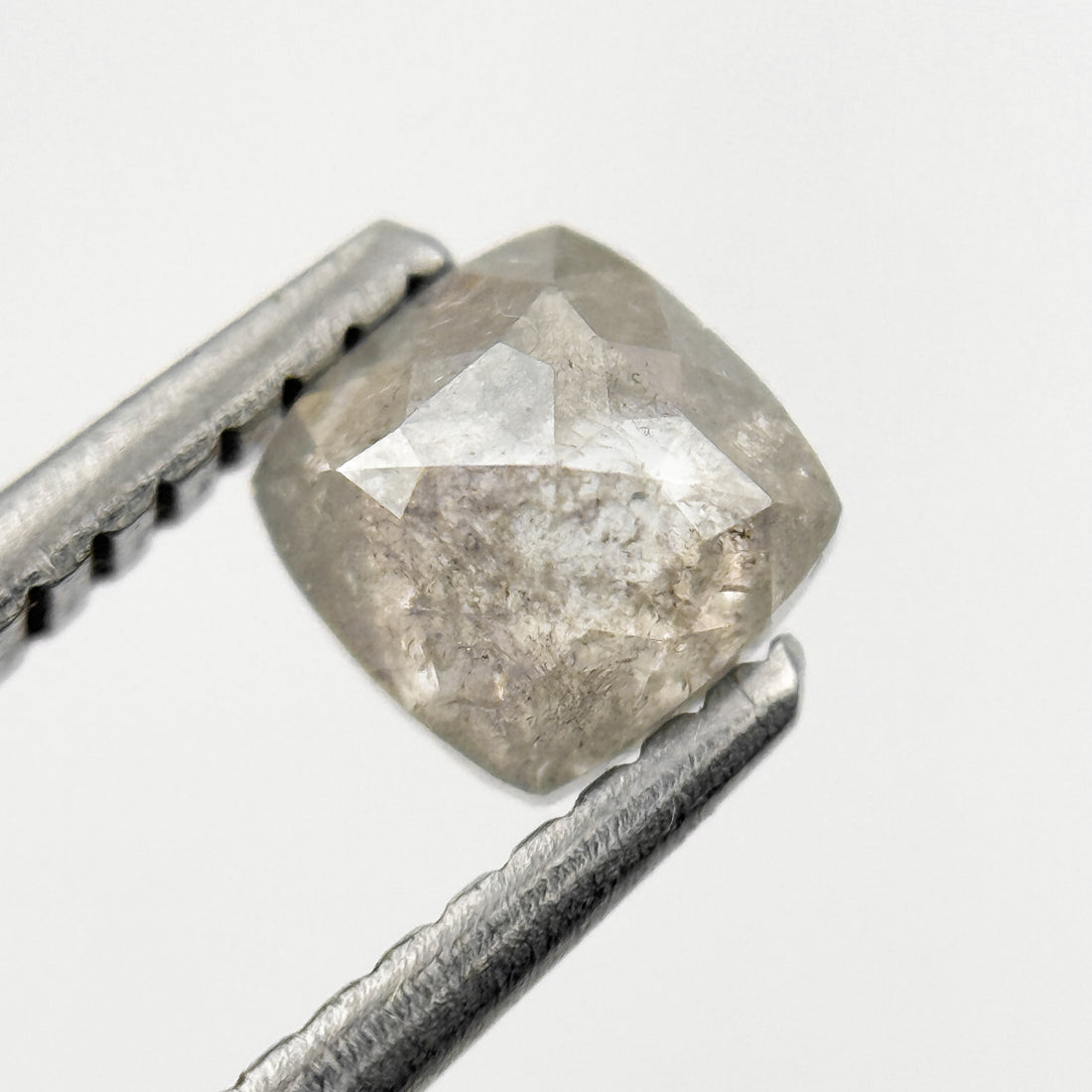 0.65 Ct Cushion Rose Cut Grey Natural Salt and Pepper Diamond