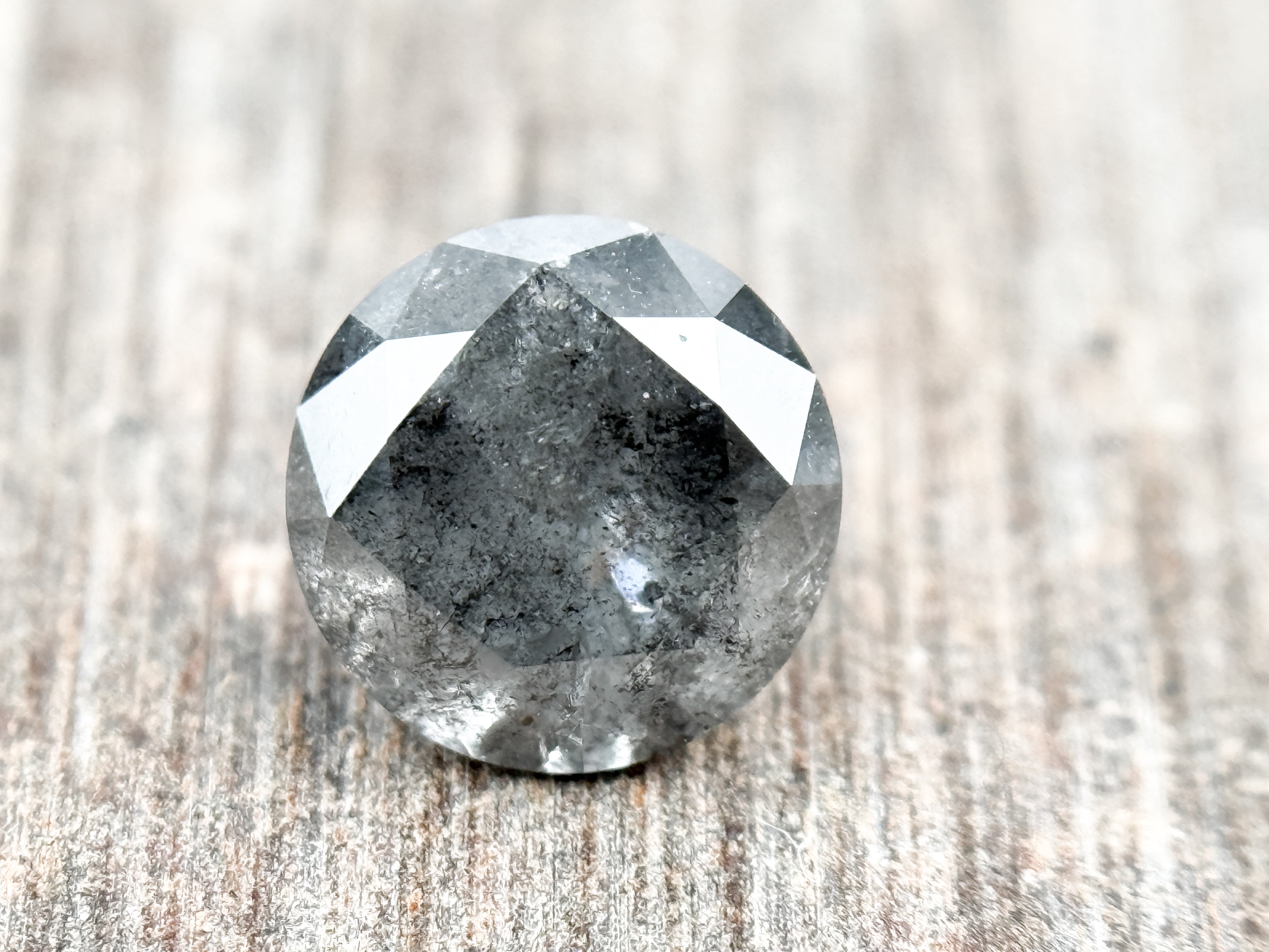 1.56 Ct Round Brilliant Cut Grey Natural Salt and Pepper Diamond