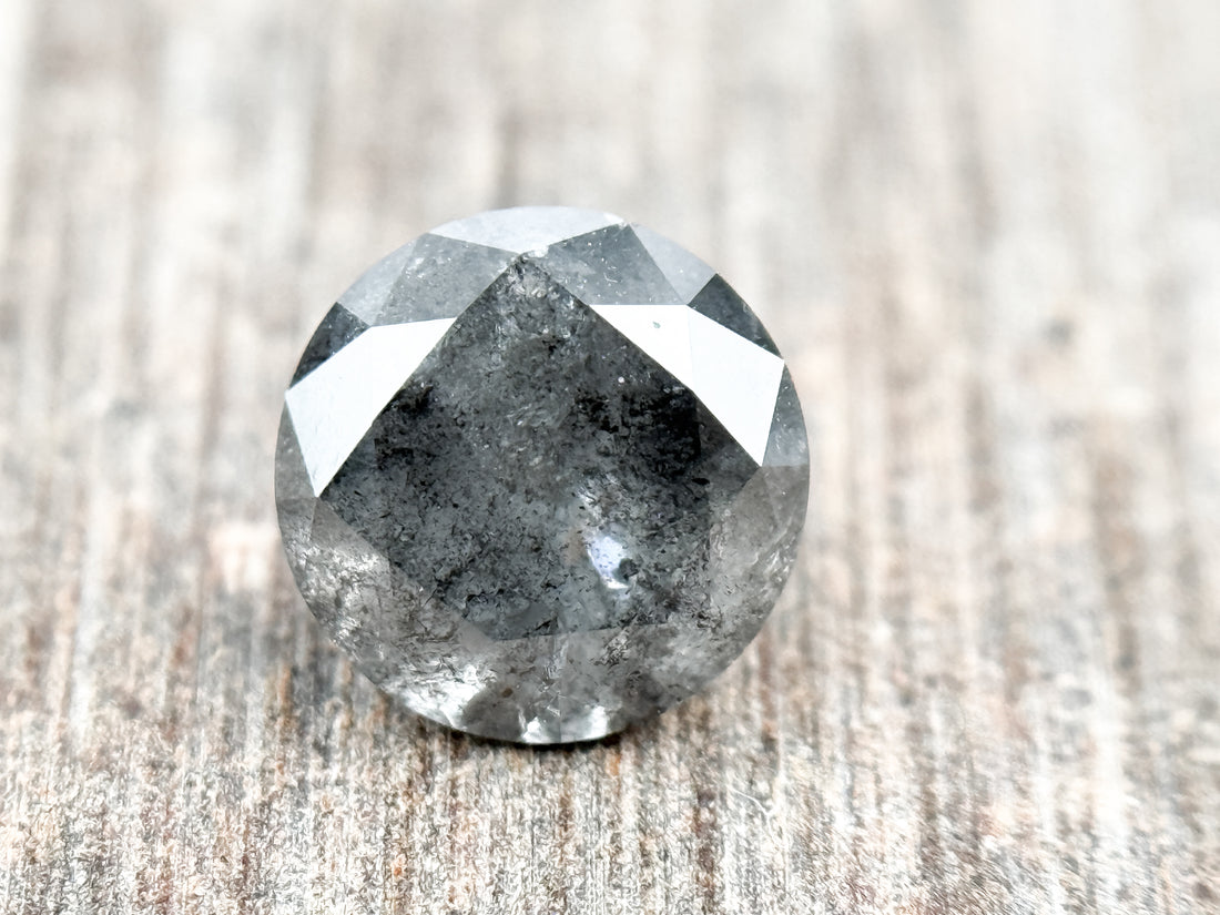 1.56 Ct Round Brilliant Cut Grey Natural Salt and Pepper Diamond