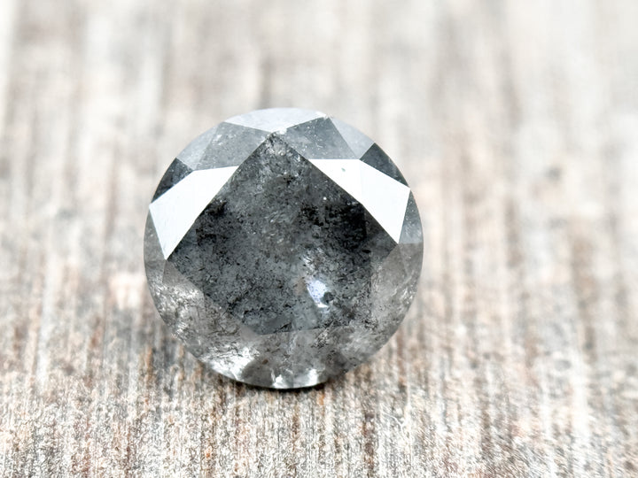1.56 Ct Round Brilliant Cut Grey Natural Salt and Pepper Diamond