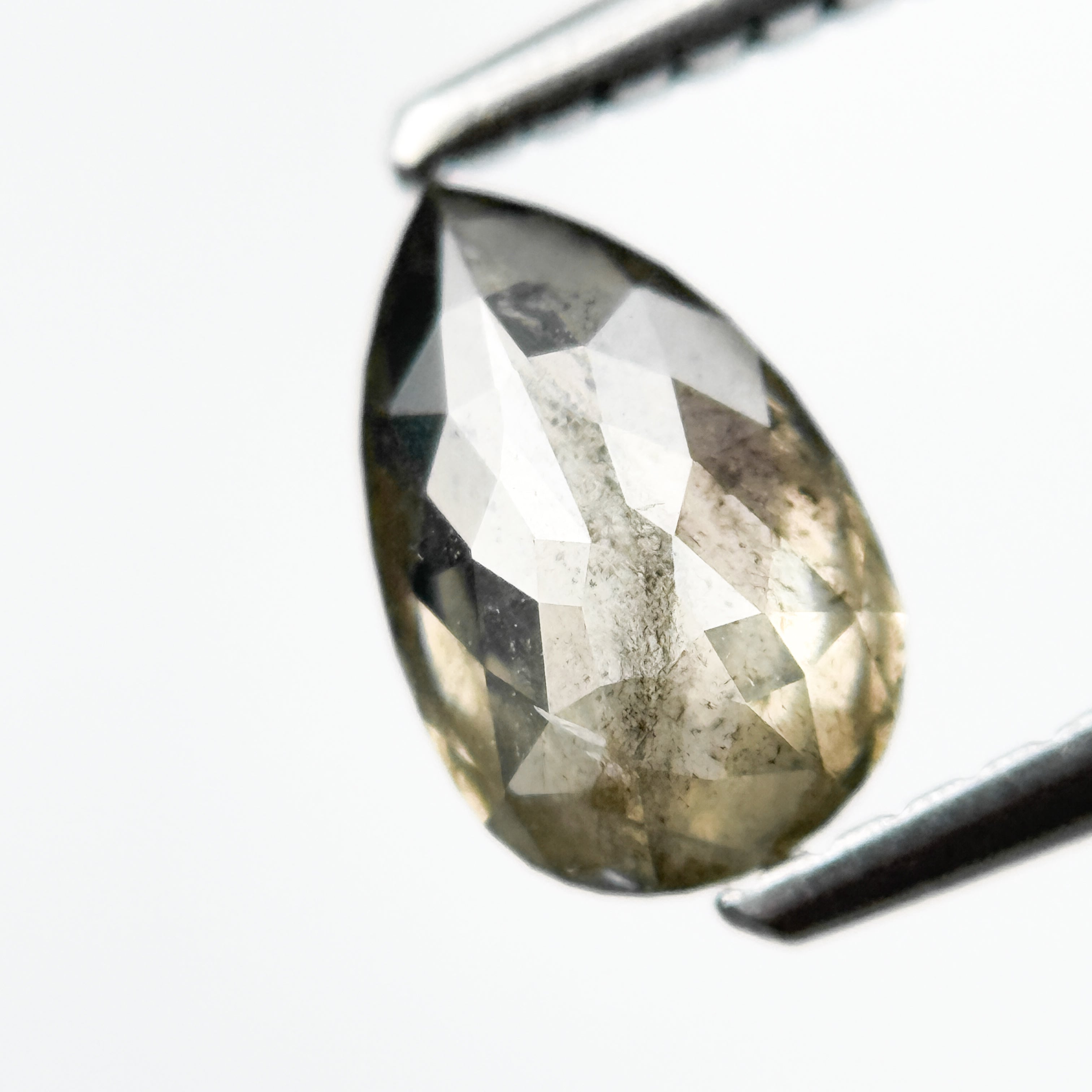 0.82 Ct Pear Rose Cut Grey Natural Salt and Pepper Diamond