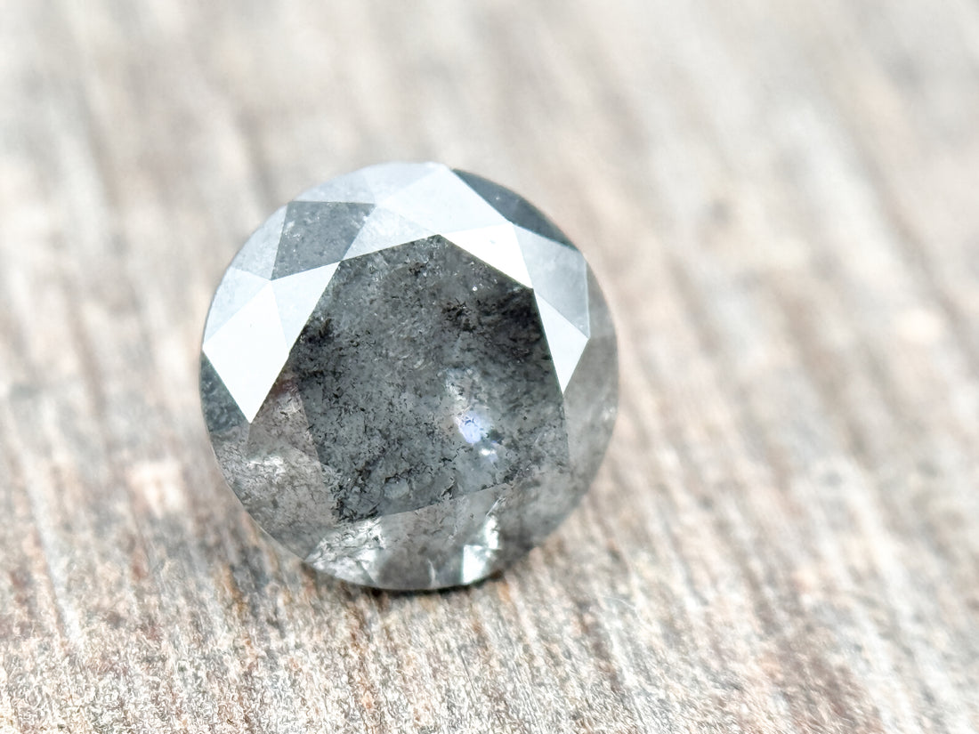 1.56 Ct Round Brilliant Cut Grey Natural Salt and Pepper Diamond