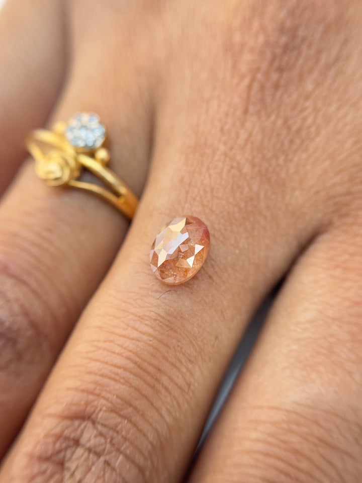 0.97 Ct Oval Rose Cut Red Natural Salt and Pepper Diamond