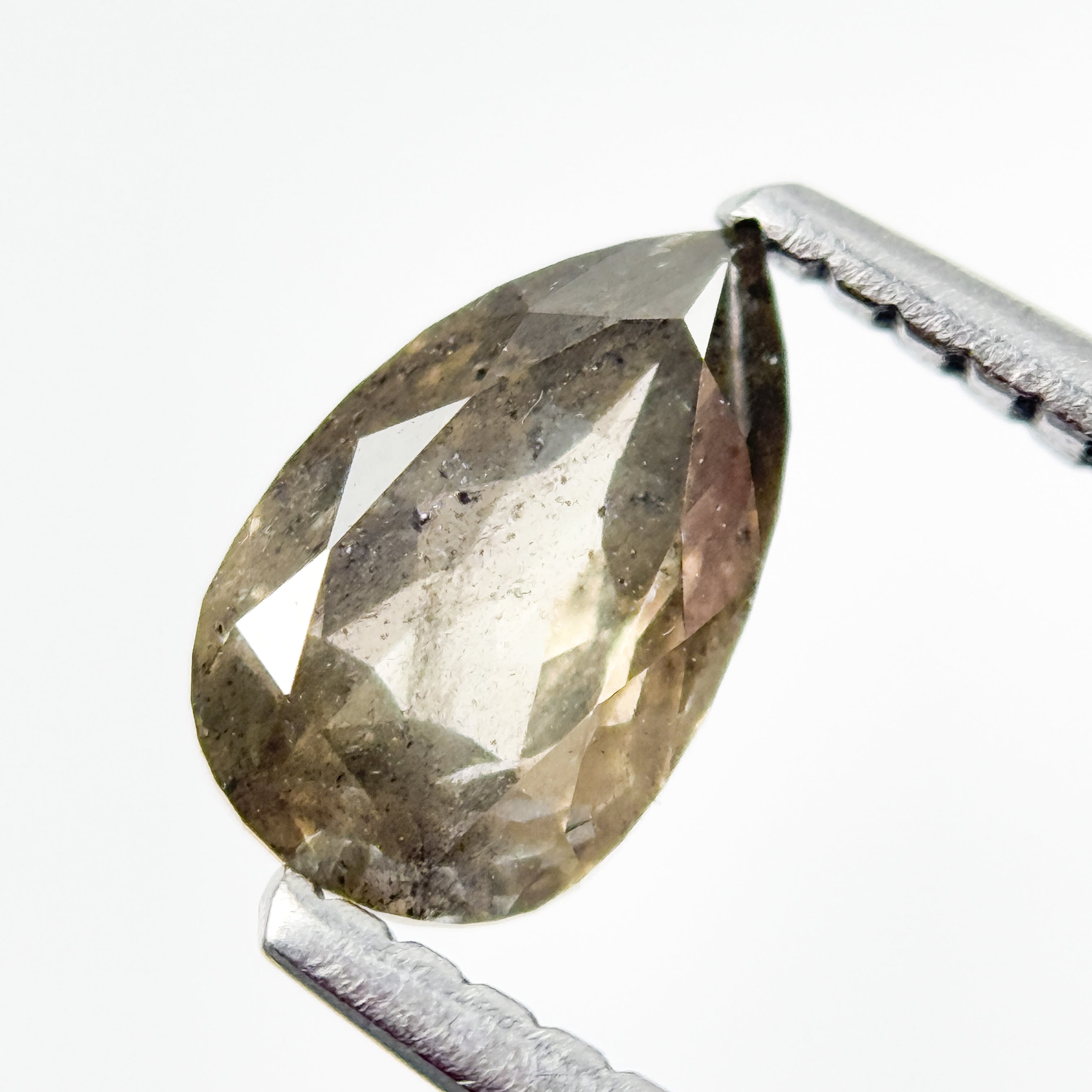 0.82 Ct Pear Rose Cut Grey Natural Salt and Pepper Diamond