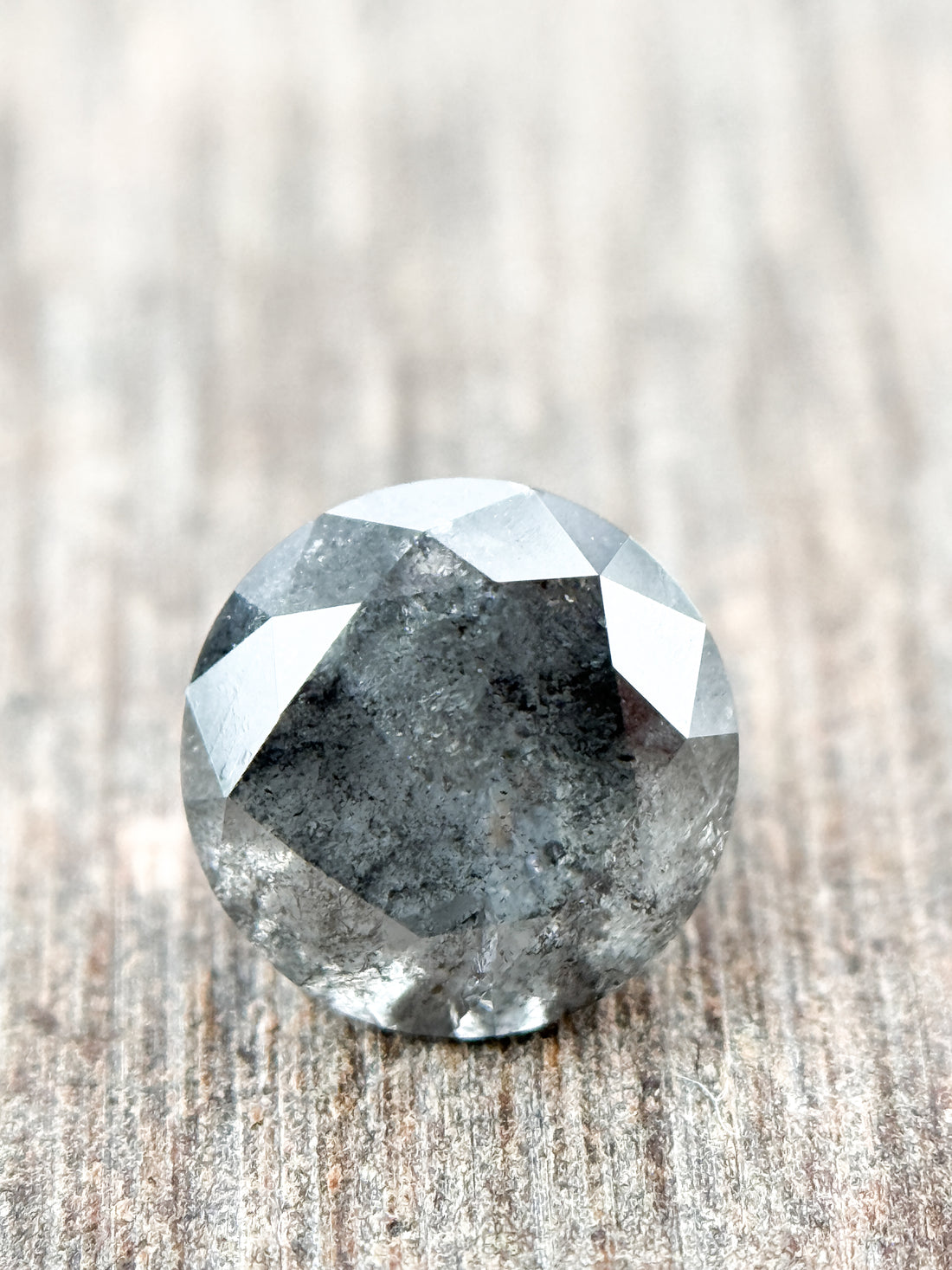 1.56 Ct Round Brilliant Cut Grey Natural Salt and Pepper Diamond