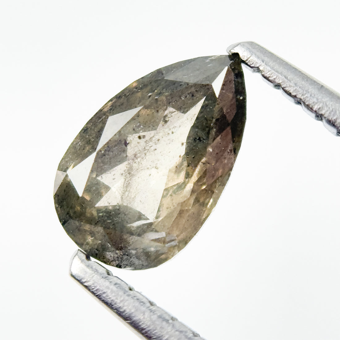 0.82 Ct Pear Rose Cut Grey Natural Salt and Pepper Diamond