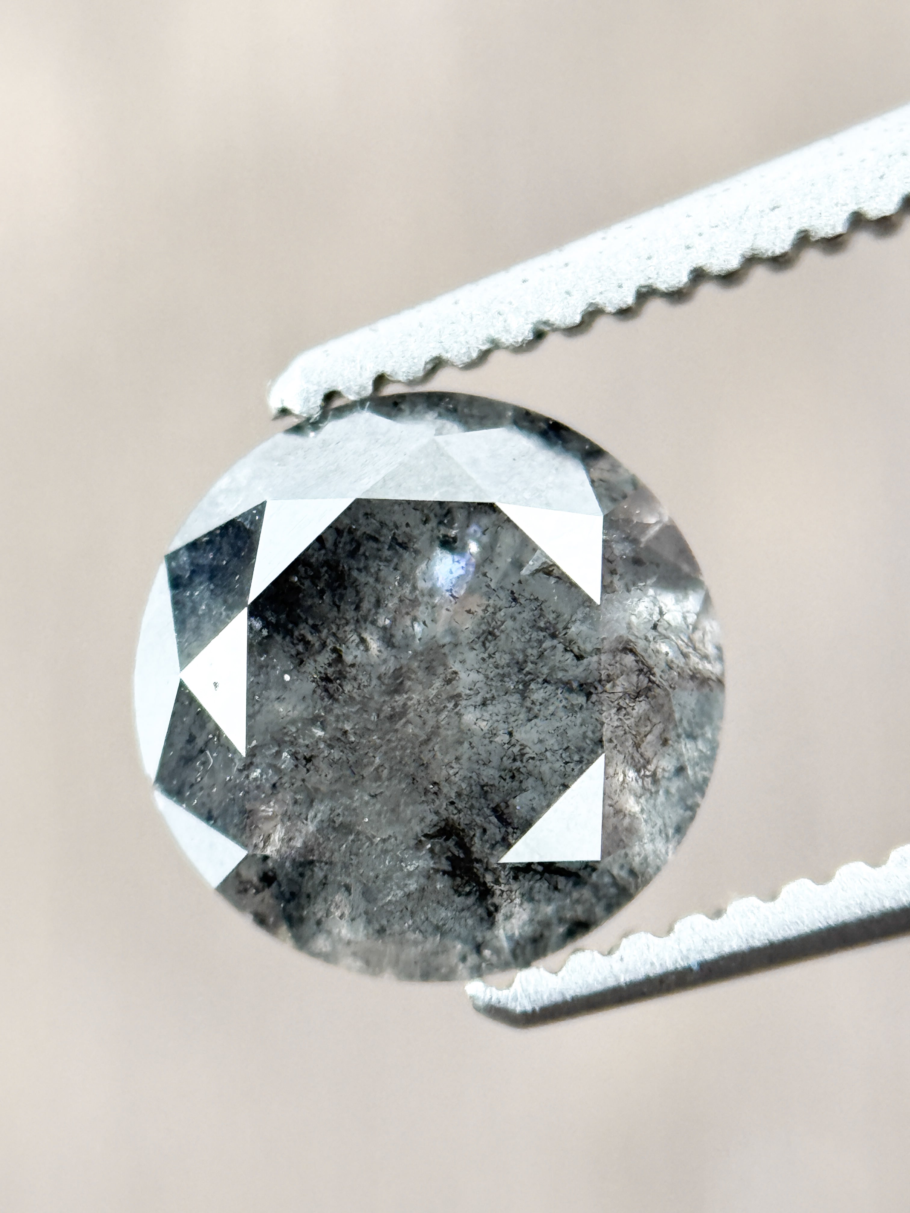 1.56 Ct Round Brilliant Cut Grey Natural Salt and Pepper Diamond