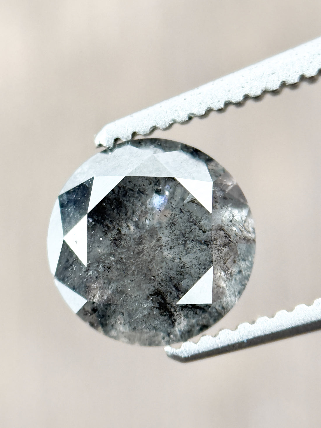 1.56 Ct Round Brilliant Cut Grey Natural Salt and Pepper Diamond