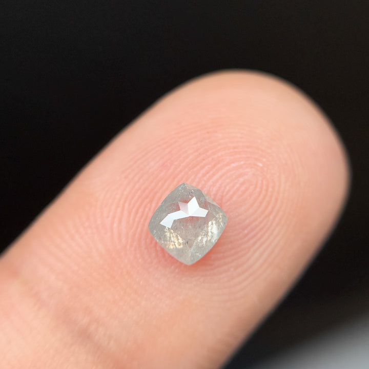0.65 Ct Cushion Rose Cut Grey Natural Salt and Pepper Diamond