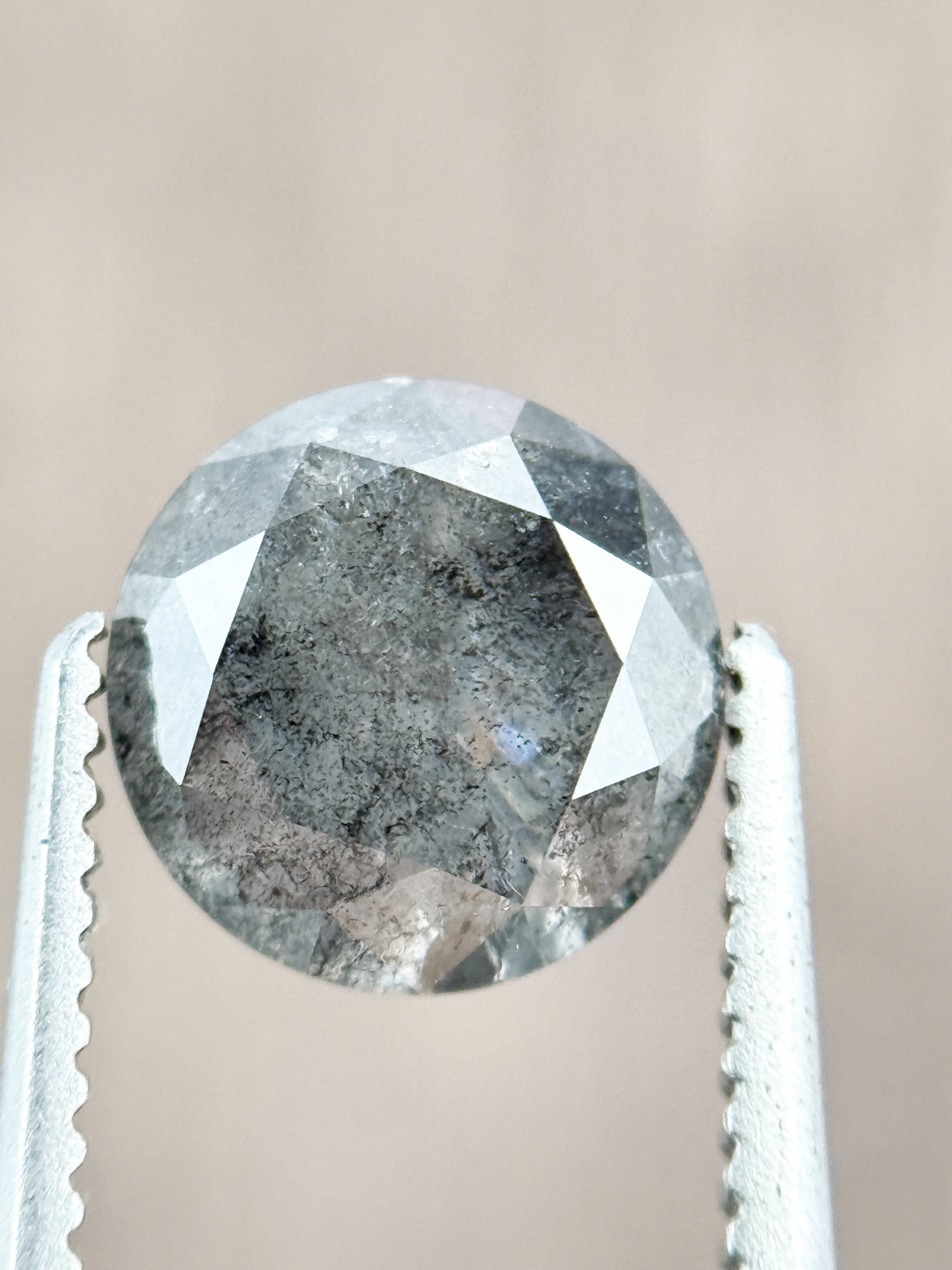 1.56 Ct Round Brilliant Cut Grey Natural Salt and Pepper Diamond
