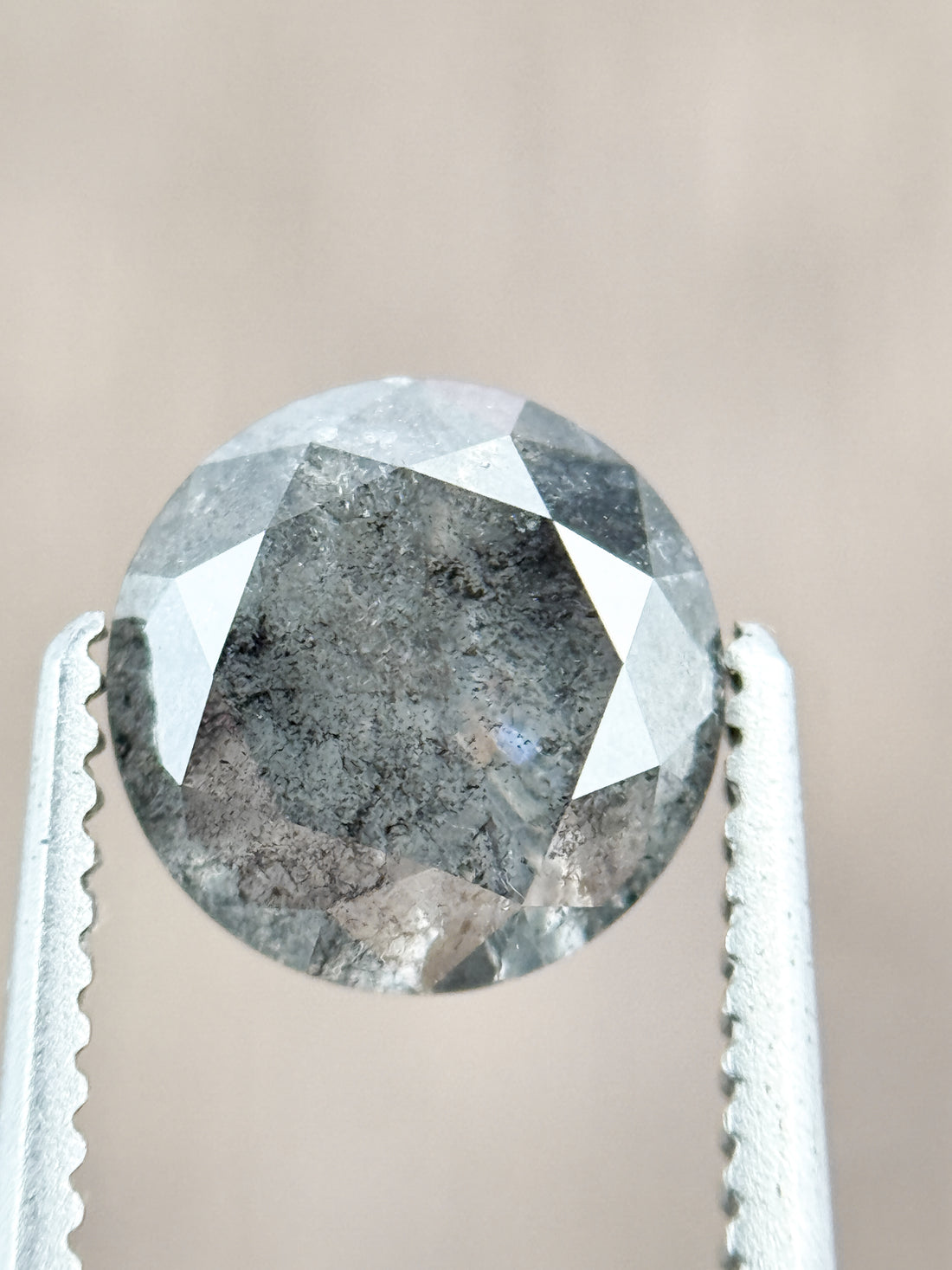 1.56 Ct Round Brilliant Cut Grey Natural Salt and Pepper Diamond