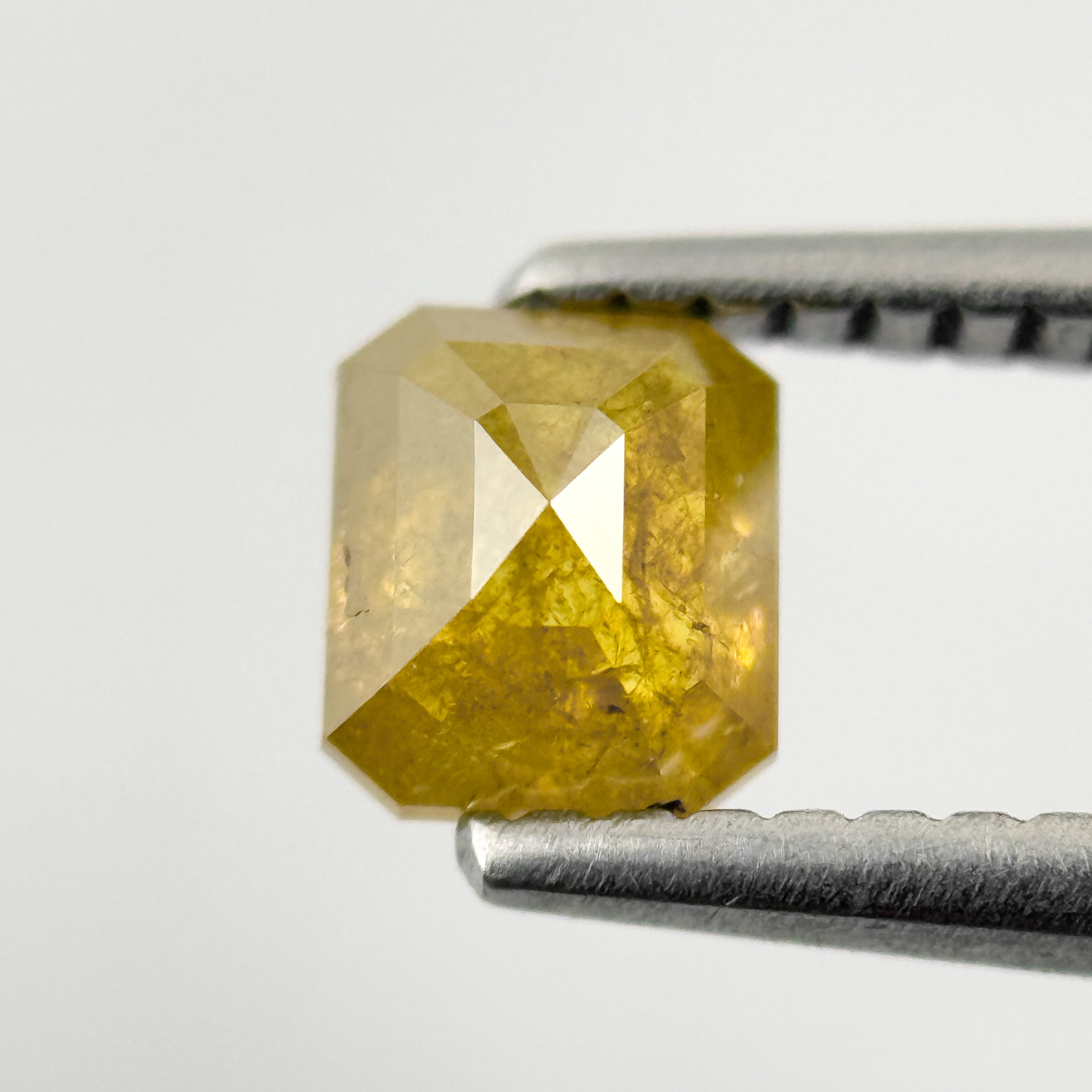 0.64 Ct Emerald Rose Cut Yellow Natural Salt and Pepper Diamond