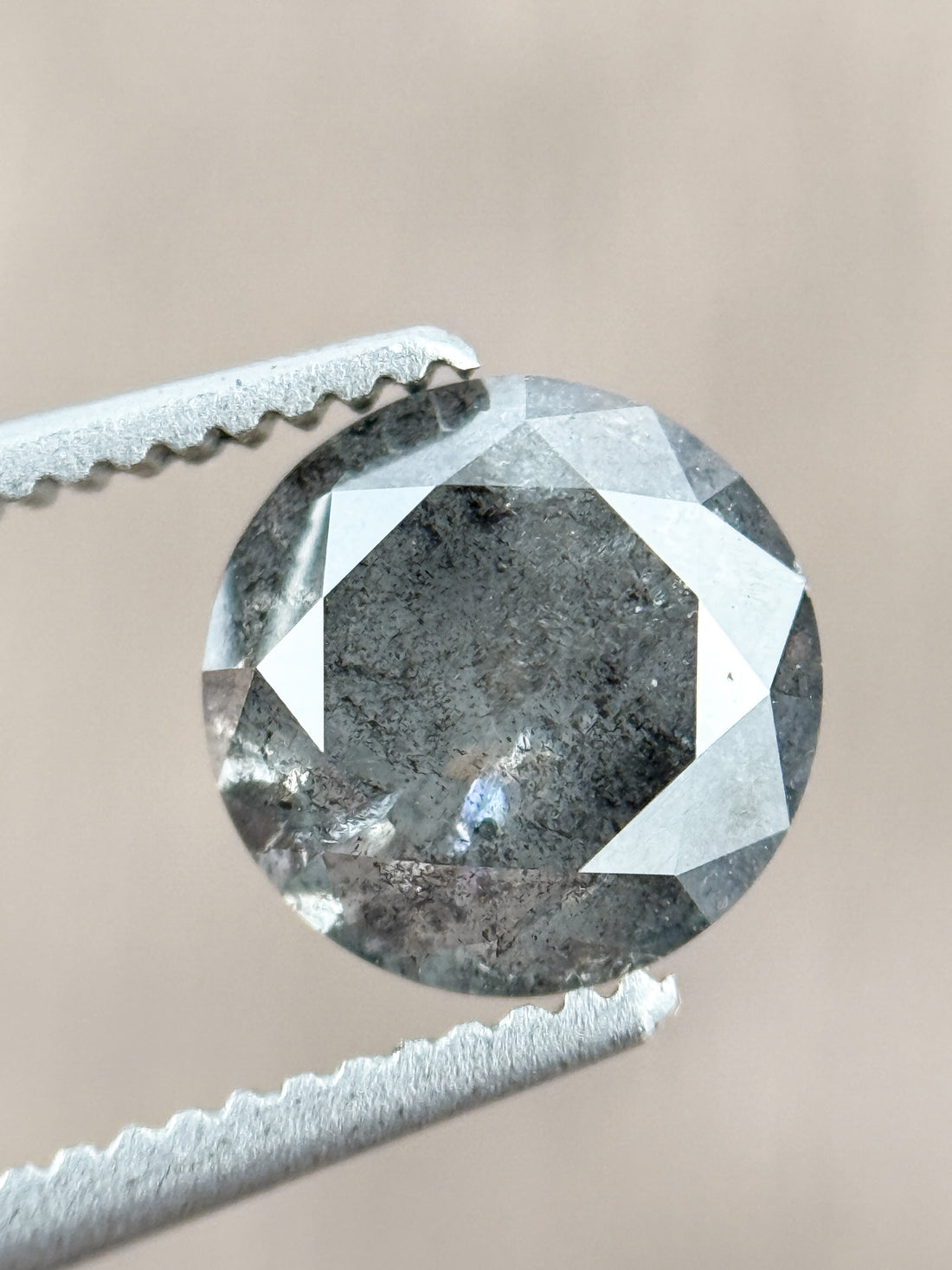 1.56 Ct Round Brilliant Cut Grey Natural Salt and Pepper Diamond