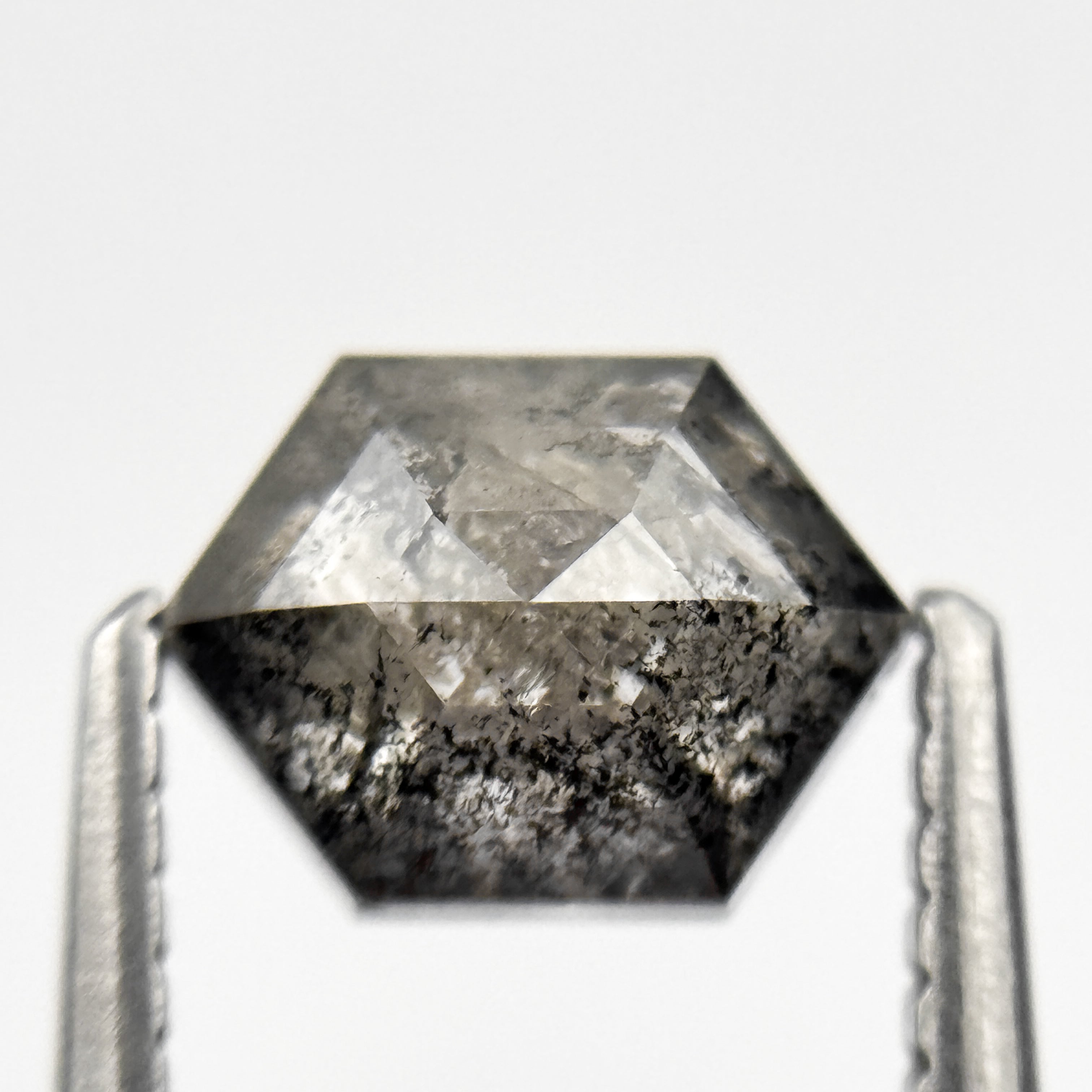 1.04 Ct Hexagon Rose Cut Grey Natural Salt and Pepper Diamond
