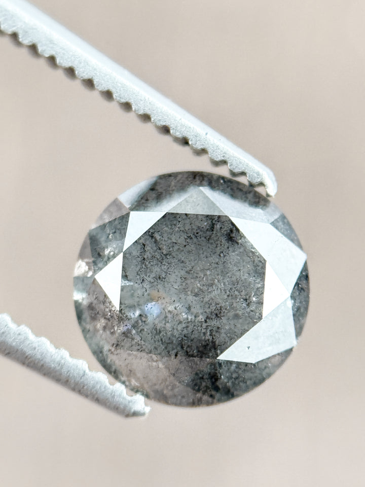 1.56 Ct Round Brilliant Cut Grey Natural Salt and Pepper Diamond