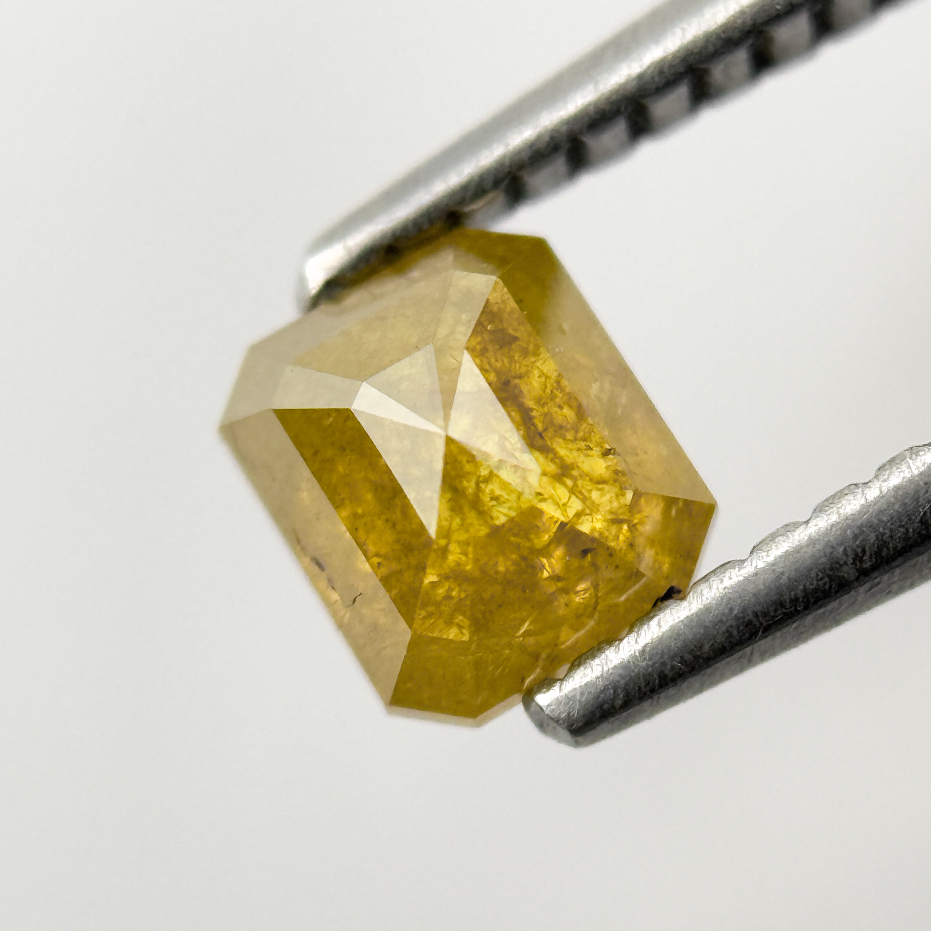 0.64 Ct Emerald Rose Cut Yellow Natural Salt and Pepper Diamond