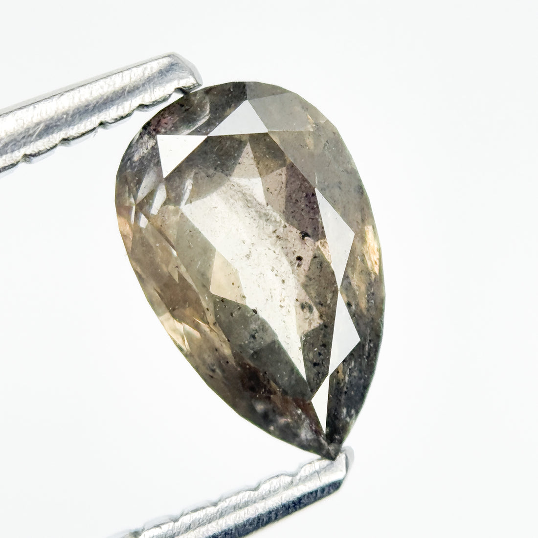 0.82 Ct Pear Rose Cut Grey Natural Salt and Pepper Diamond