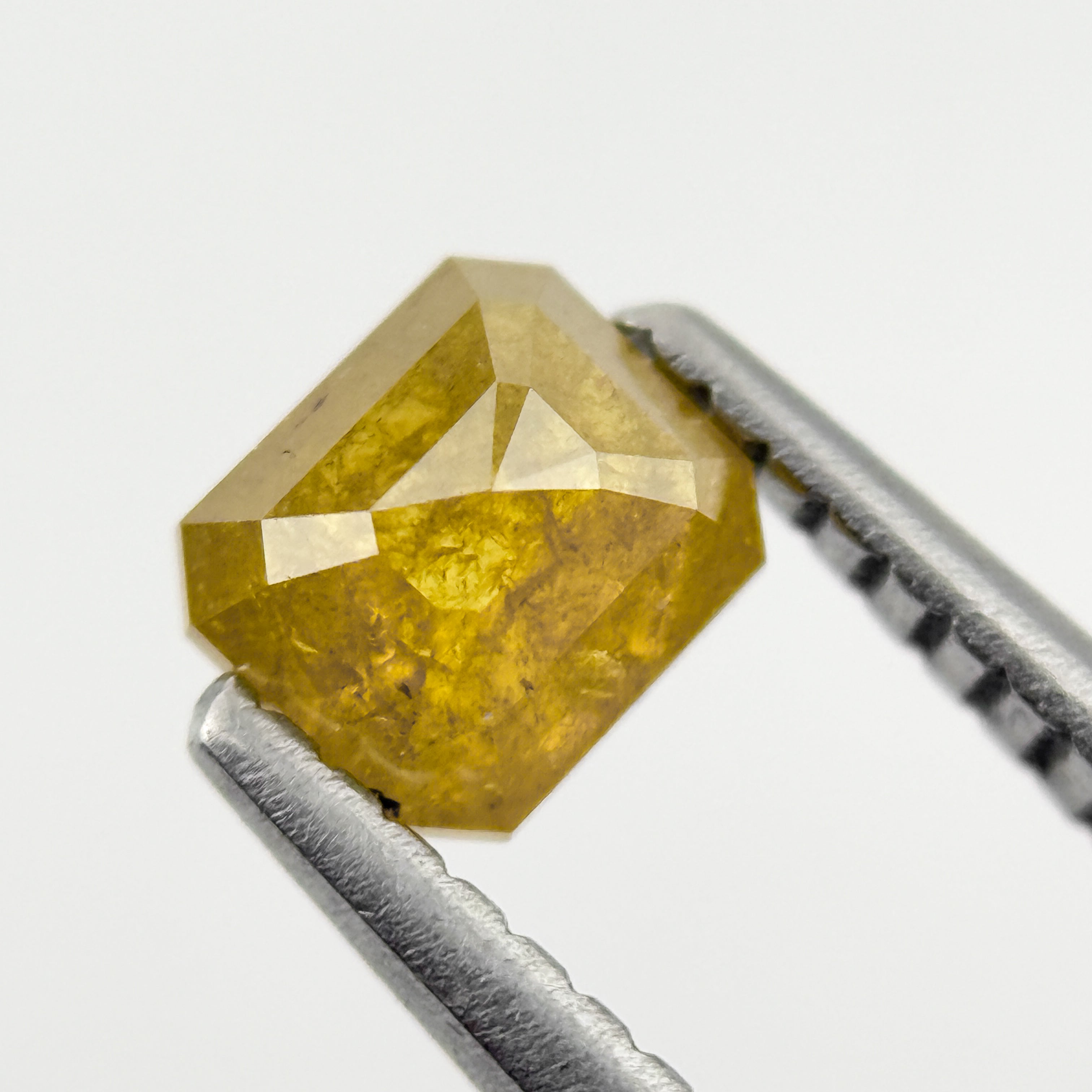 0.64 Ct Emerald Rose Cut Yellow Natural Salt and Pepper Diamond