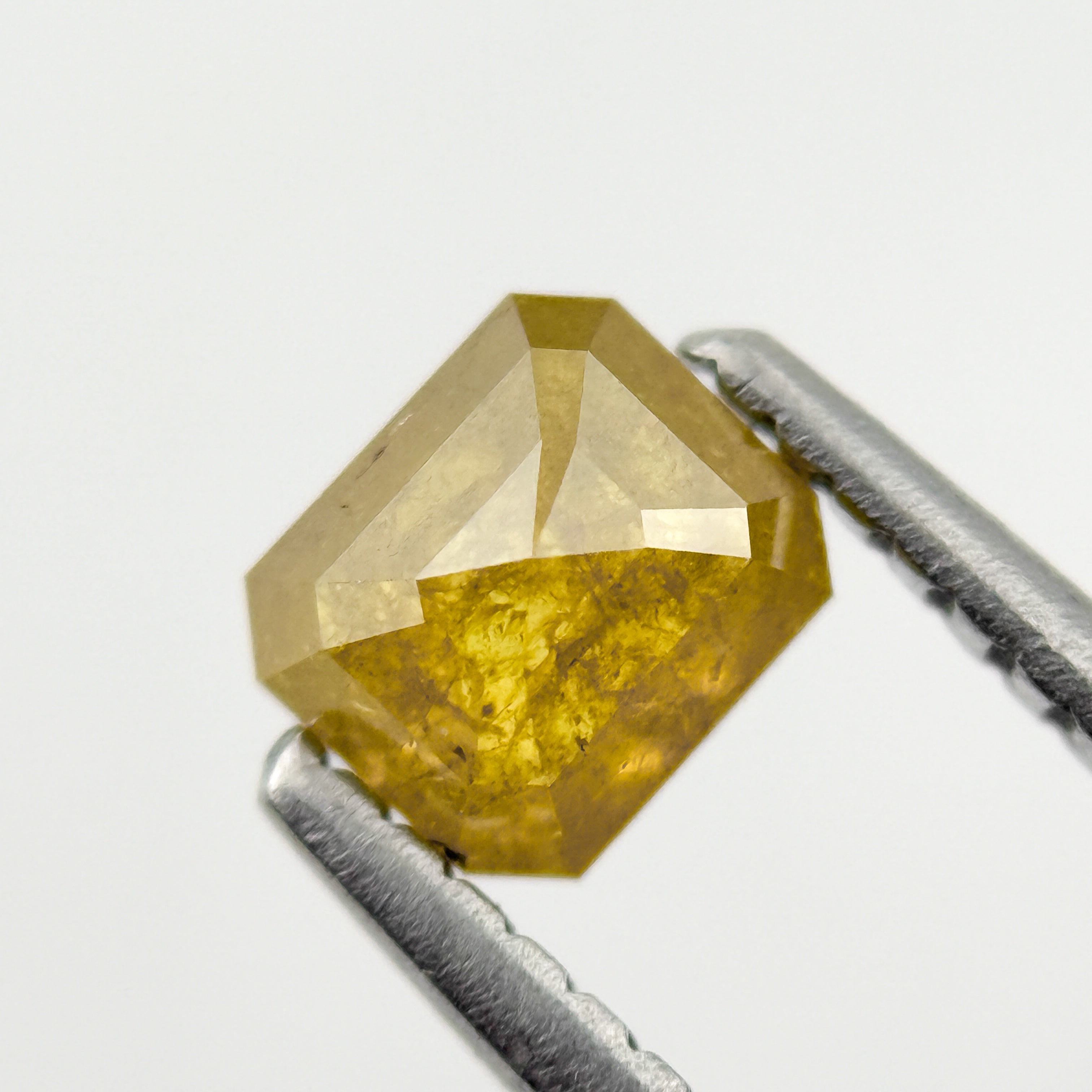 0.64 Ct Emerald Rose Cut Yellow Natural Salt and Pepper Diamond