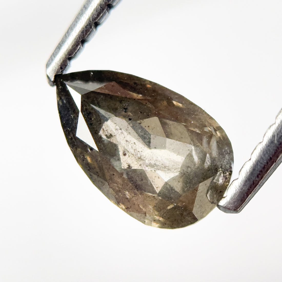 0.82 Ct Pear Rose Cut Grey Natural Salt and Pepper Diamond