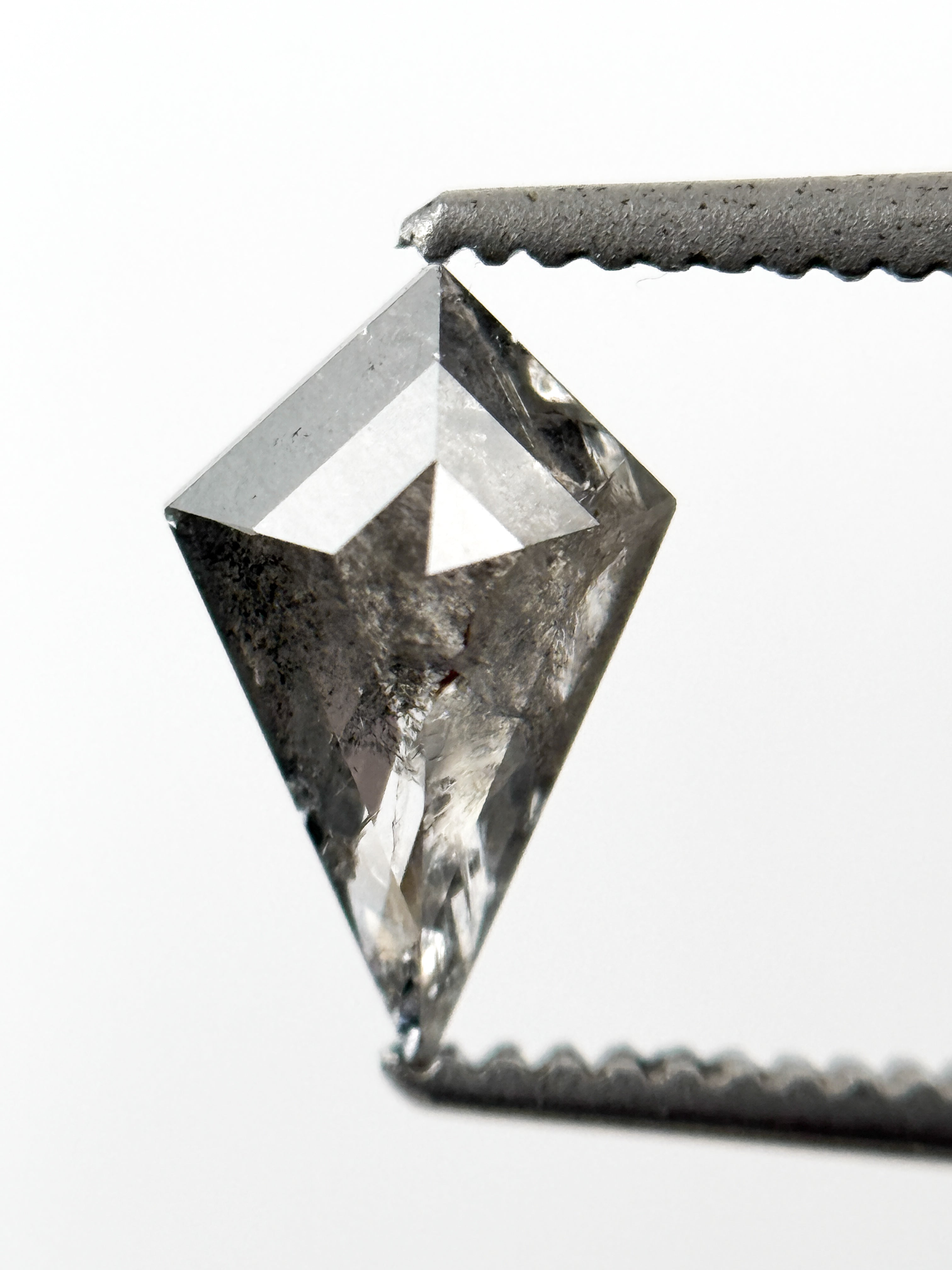 0.78 Ct Kite Rose Cut Grey Natural Salt and Pepper Diamond