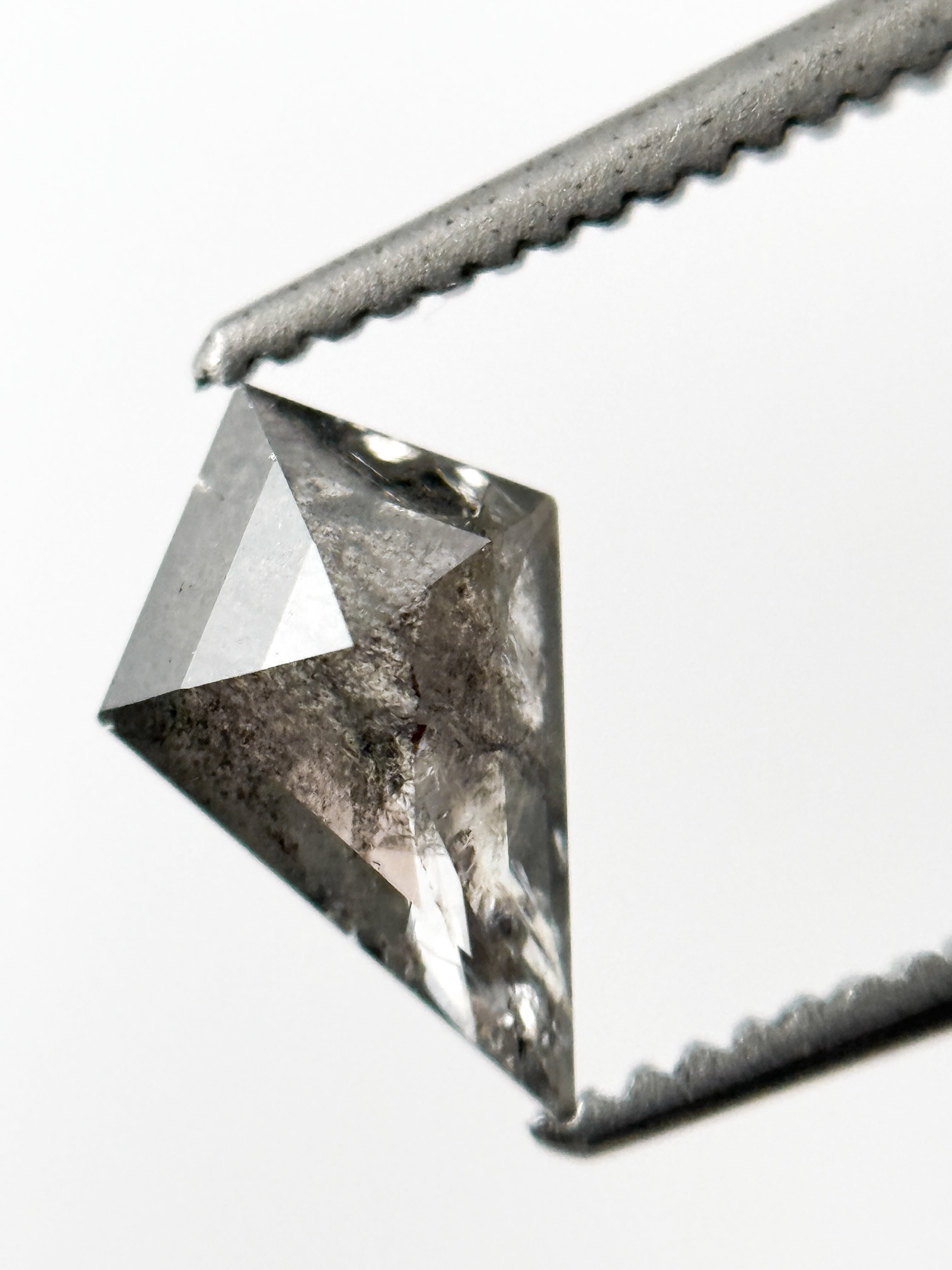 0.78 Ct Kite Rose Cut Grey Natural Salt and Pepper Diamond