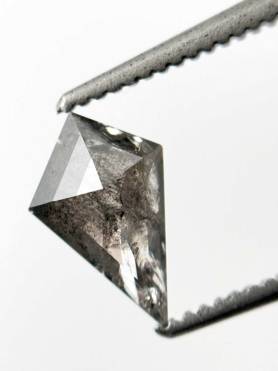 0.78 Ct Kite Rose Cut Grey Natural Salt and Pepper Diamond