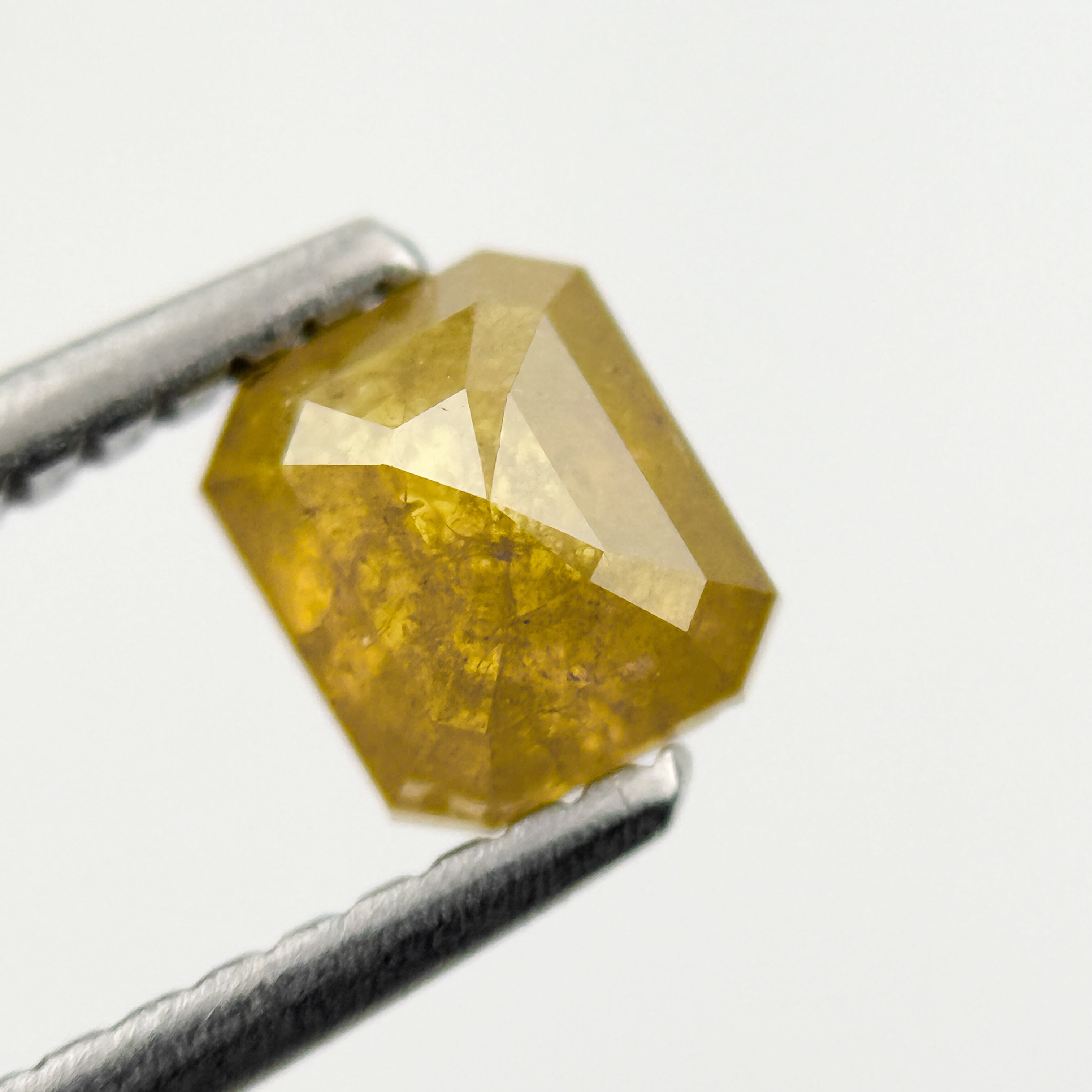 0.64 Ct Emerald Rose Cut Yellow Natural Salt and Pepper Diamond