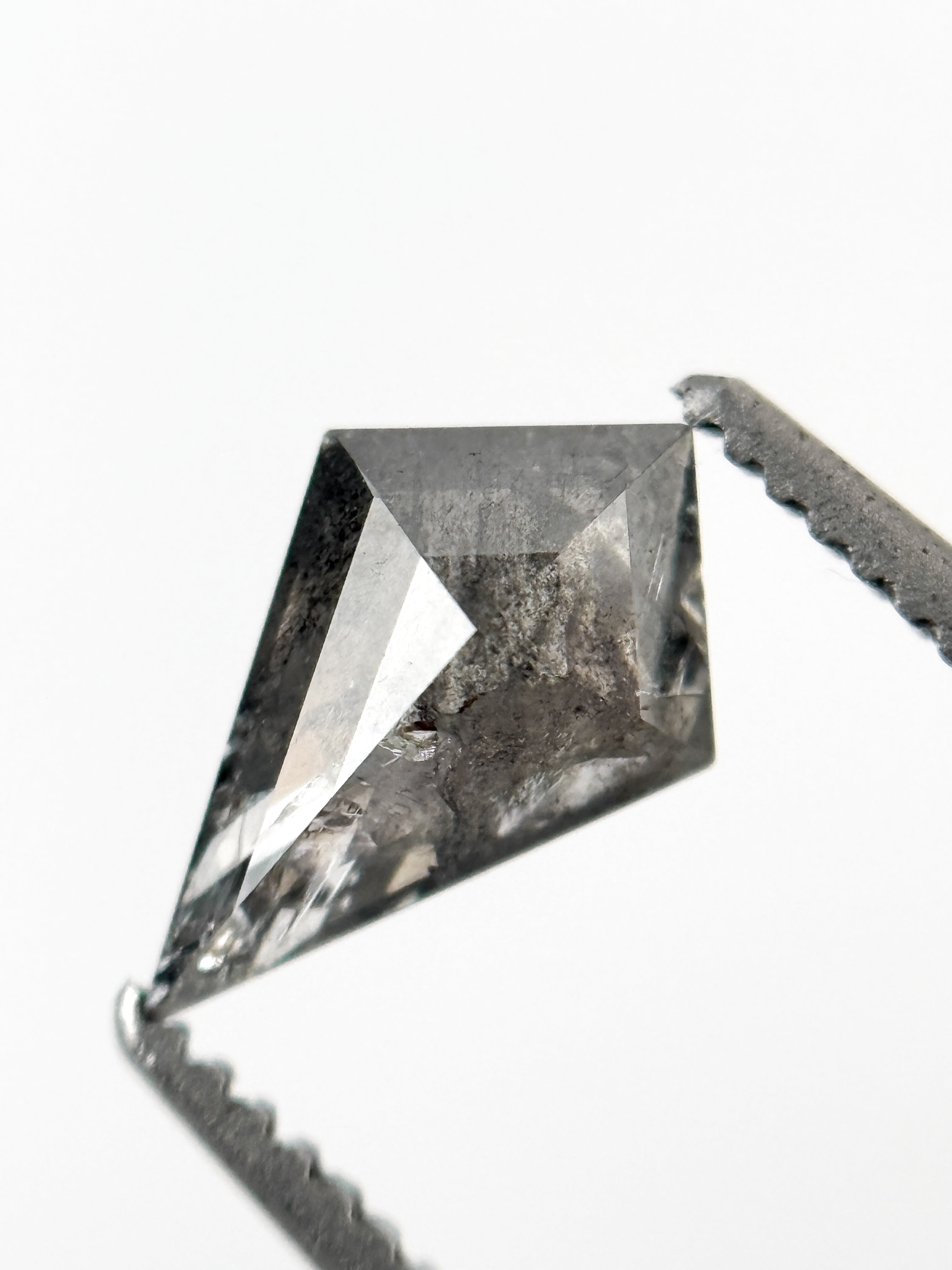 0.78 Ct Kite Rose Cut Grey Natural Salt and Pepper Diamond