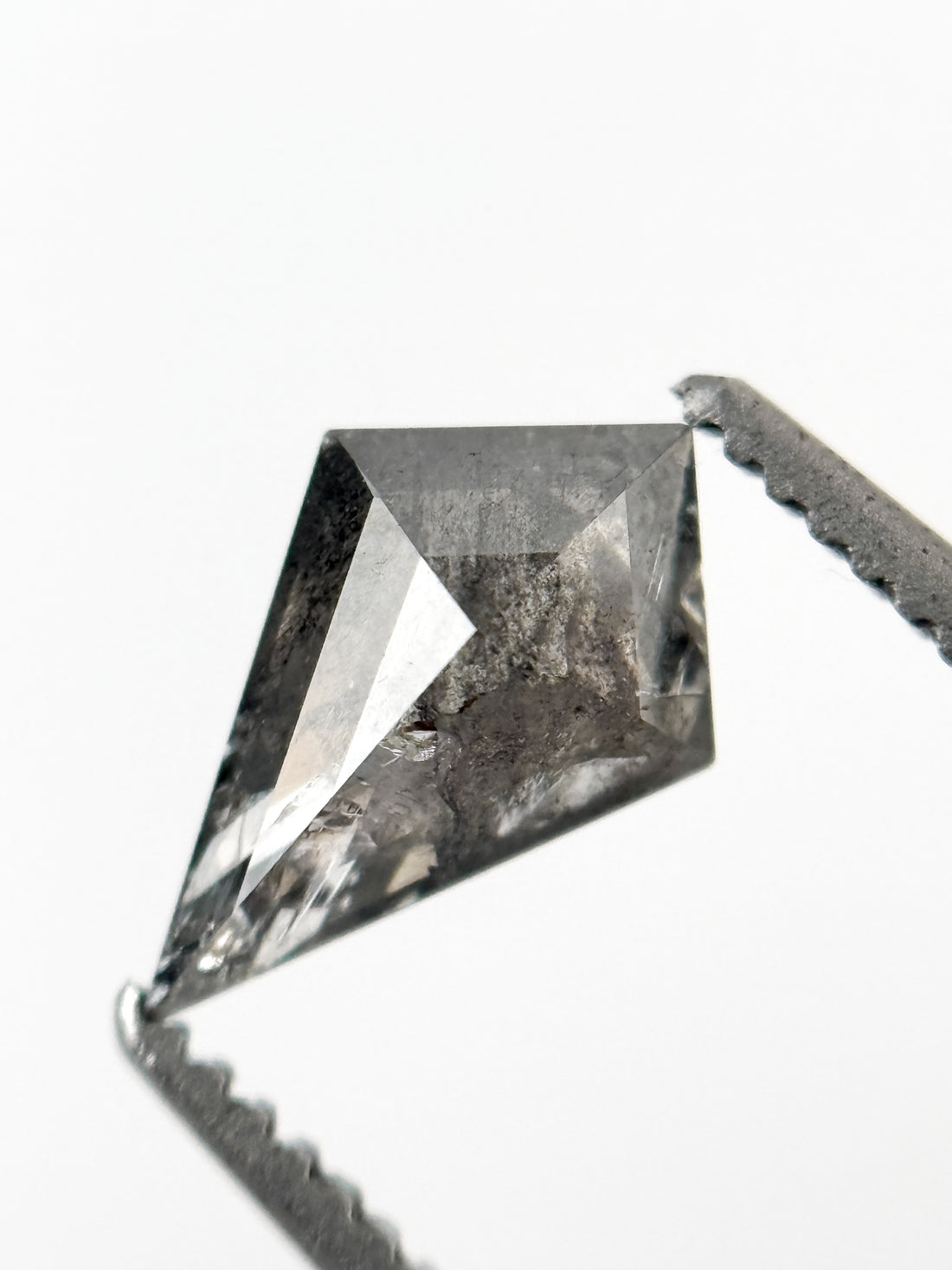 0.78 Ct Kite Rose Cut Grey Natural Salt and Pepper Diamond