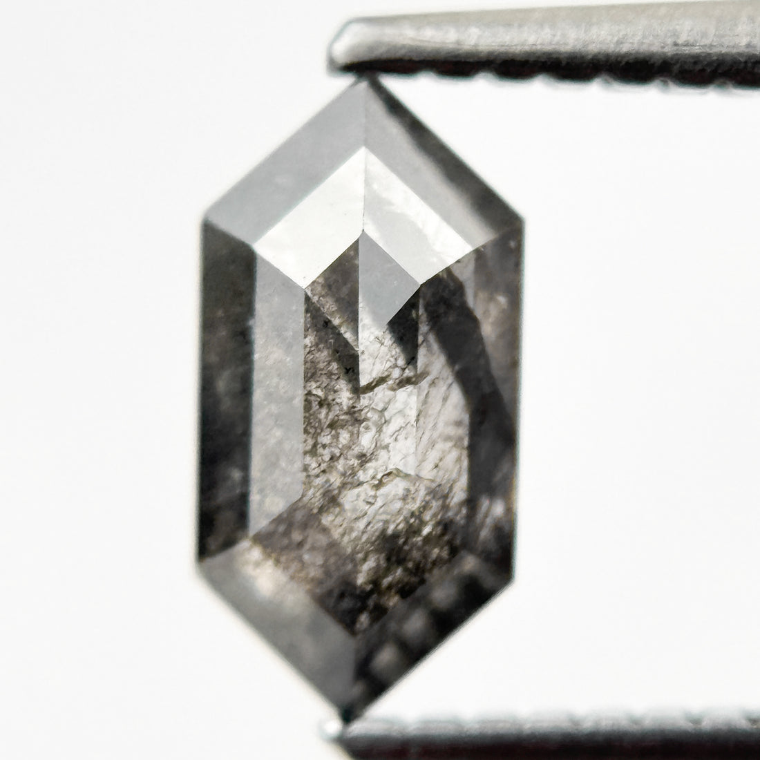 1.23 Ct Hexagon Rose Cut Grey Natural Galaxy Salt and Pepper Diamond