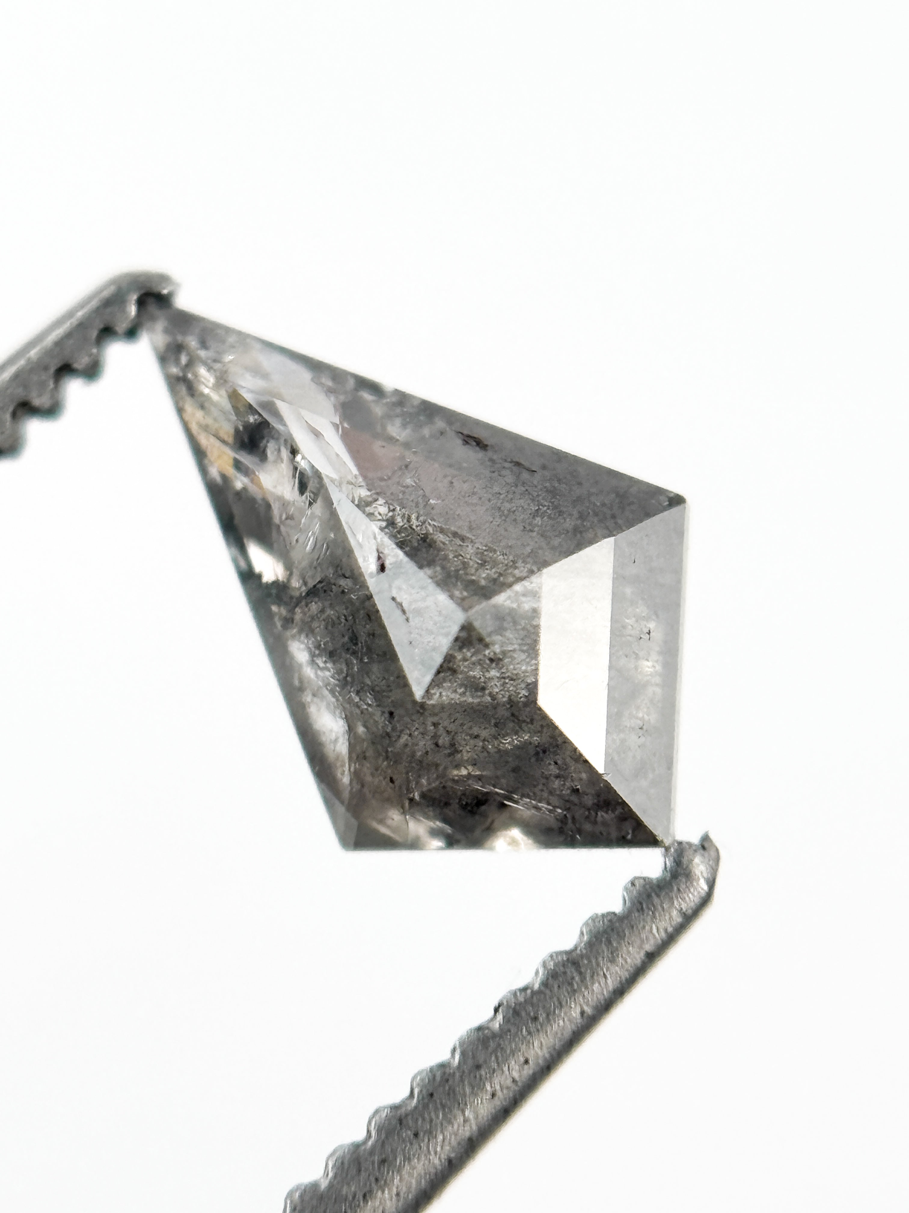 0.78 Ct Kite Rose Cut Grey Natural Salt and Pepper Diamond