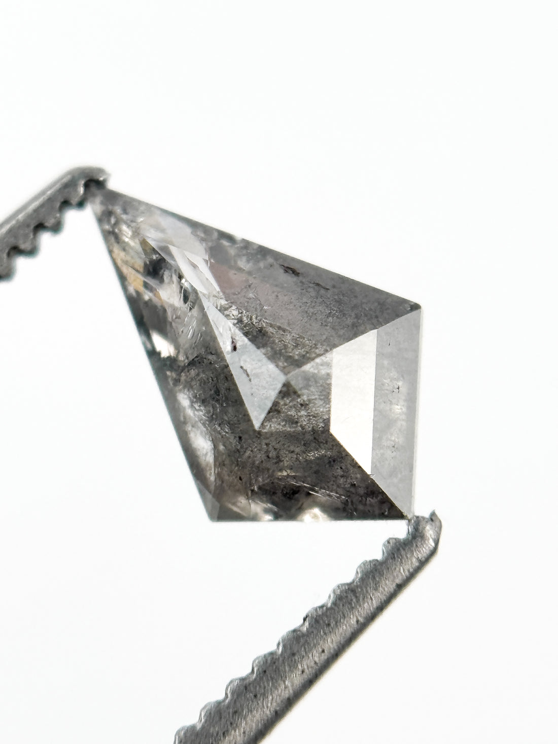 0.78 Ct Kite Rose Cut Grey Natural Salt and Pepper Diamond